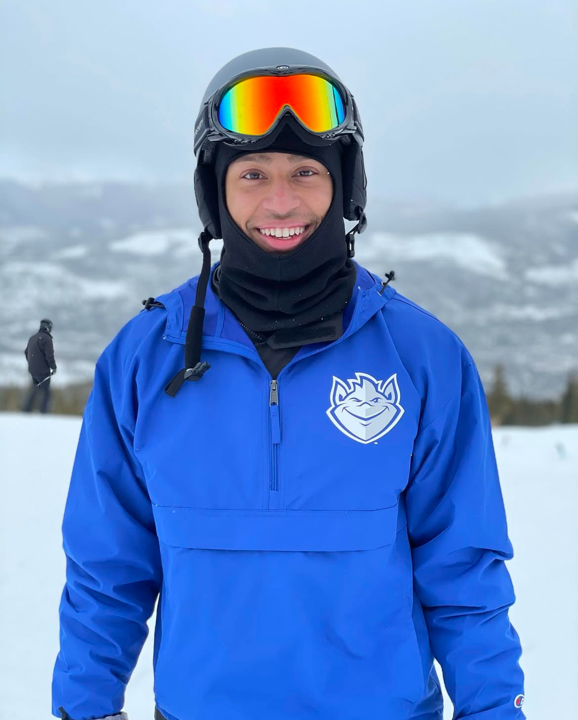 Carl skiing in winter gear