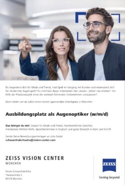 Zeiss Vision Center – Ausbildungsplatz als Augenoptiker (w/m/d)