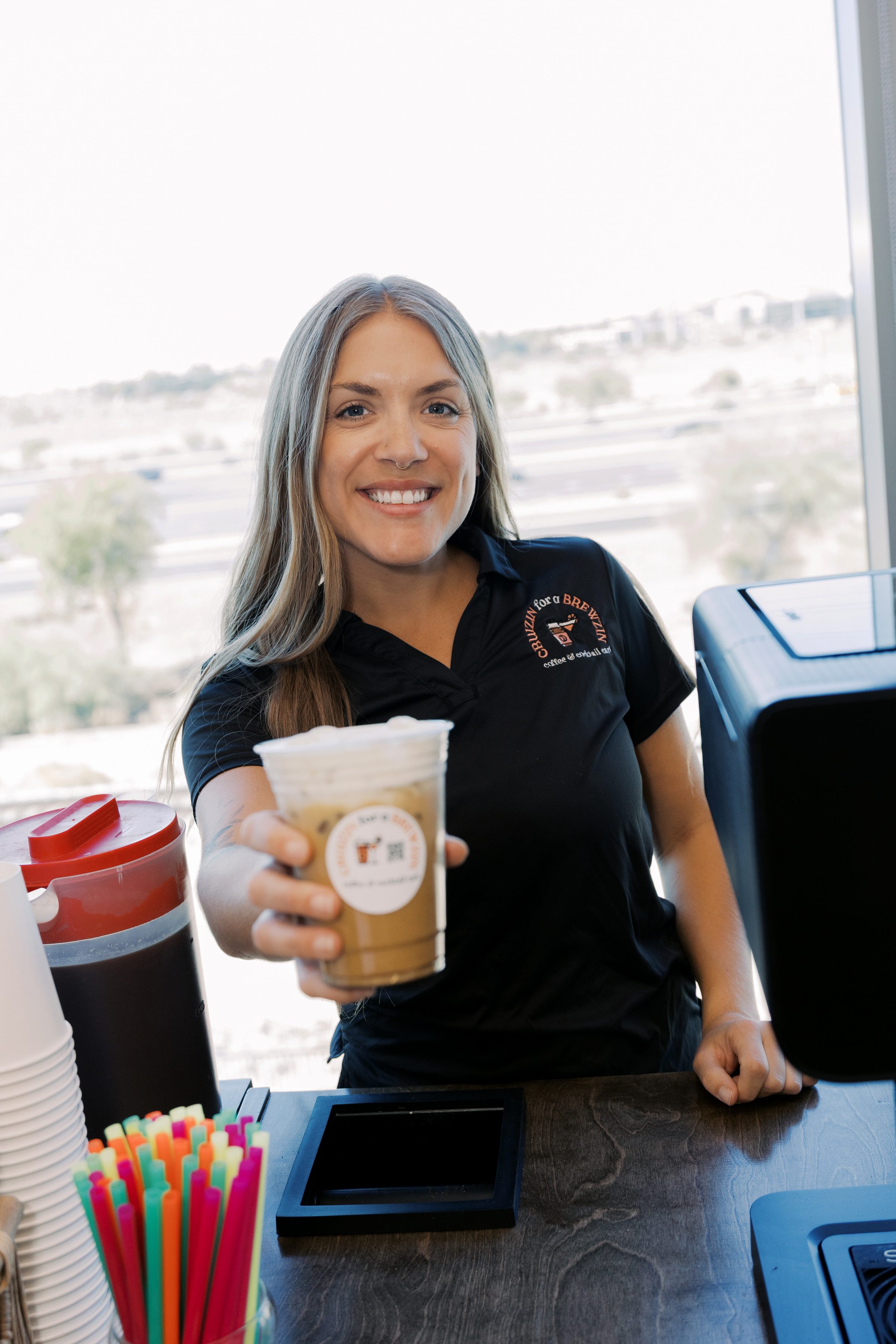 Hire a barista Phoenix mobile coffee catering service serving iced latte