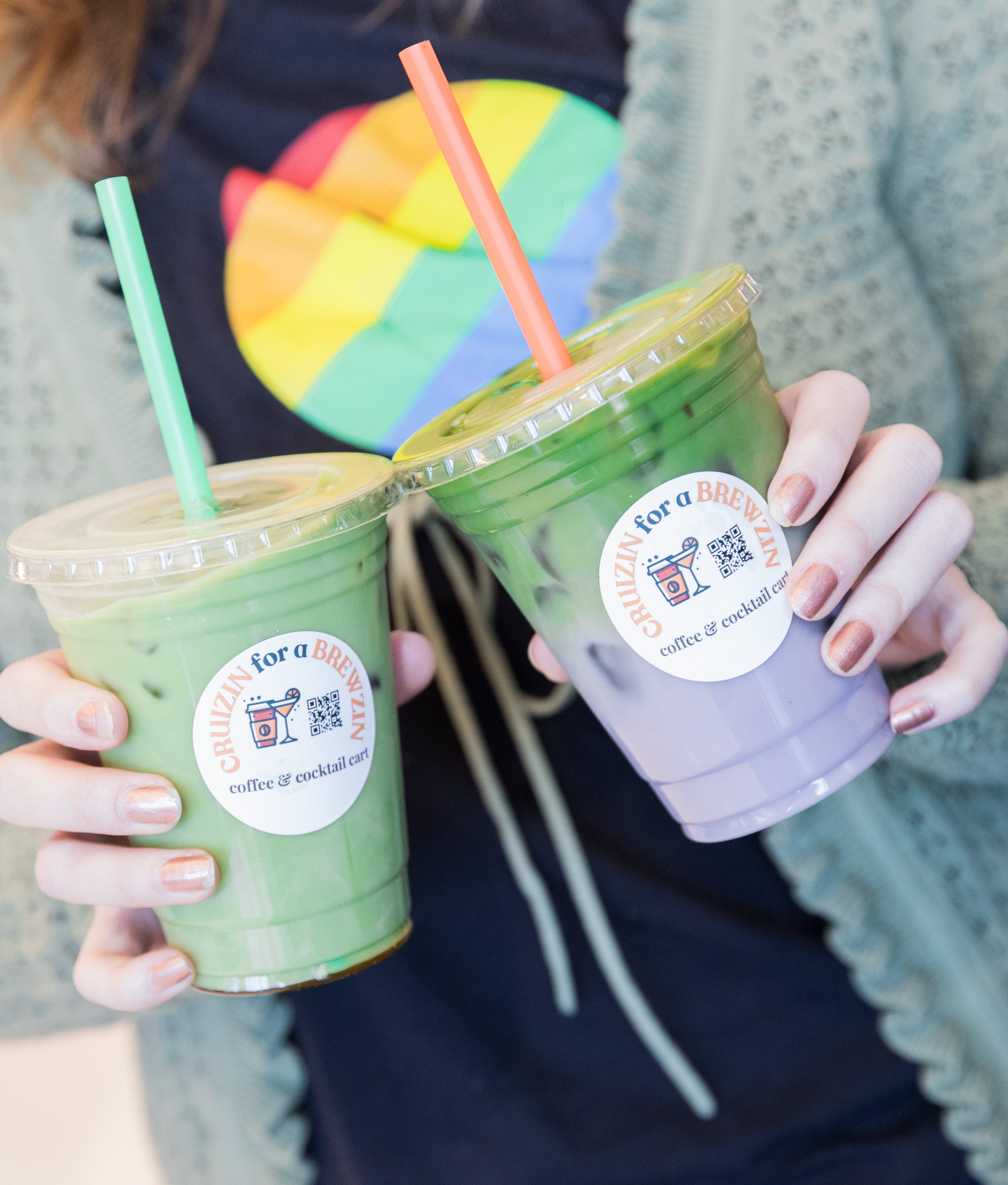 Iced matcha lattes from mobile coffee cart Phoenix event catering