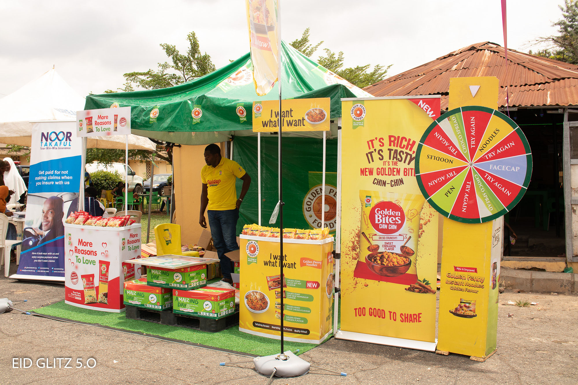 Vendor booth setup at EidGlitz featuring Golden Penny Foods