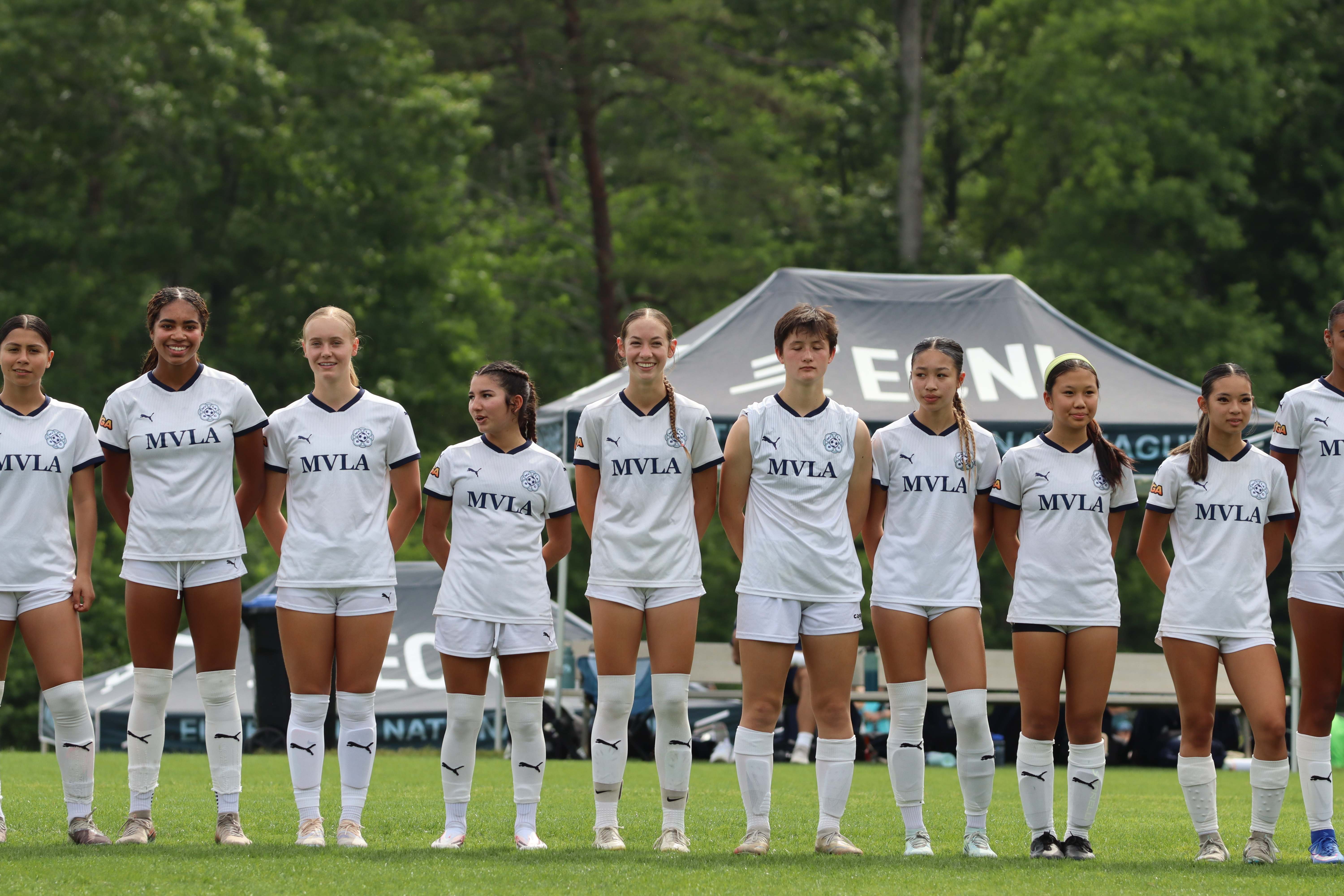 Team lined up for the anthem