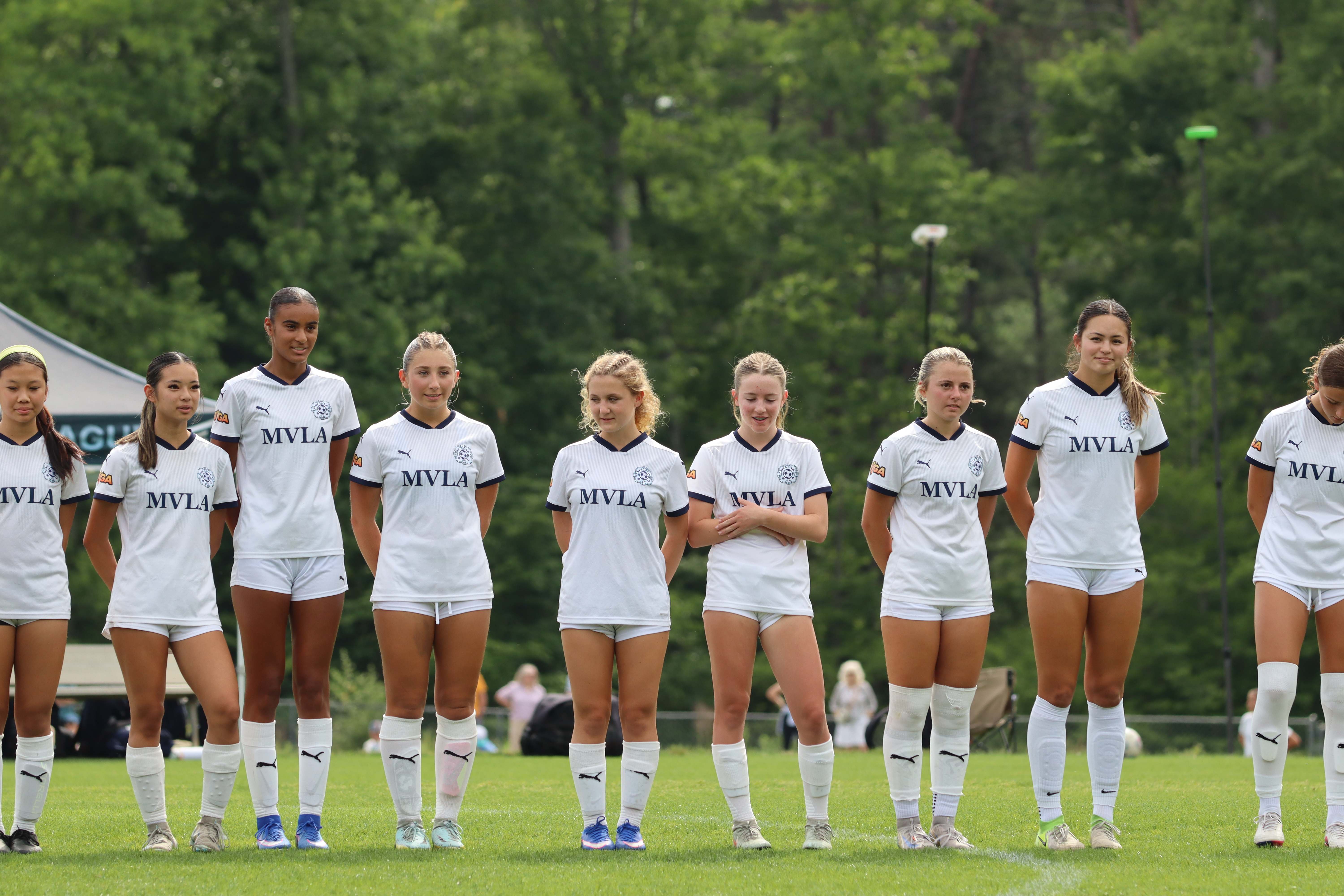 Team lined up for the anthem