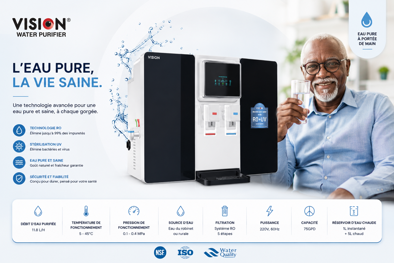 VISION Water Purifier - L'eau Pure, La Vie Saine - Senior