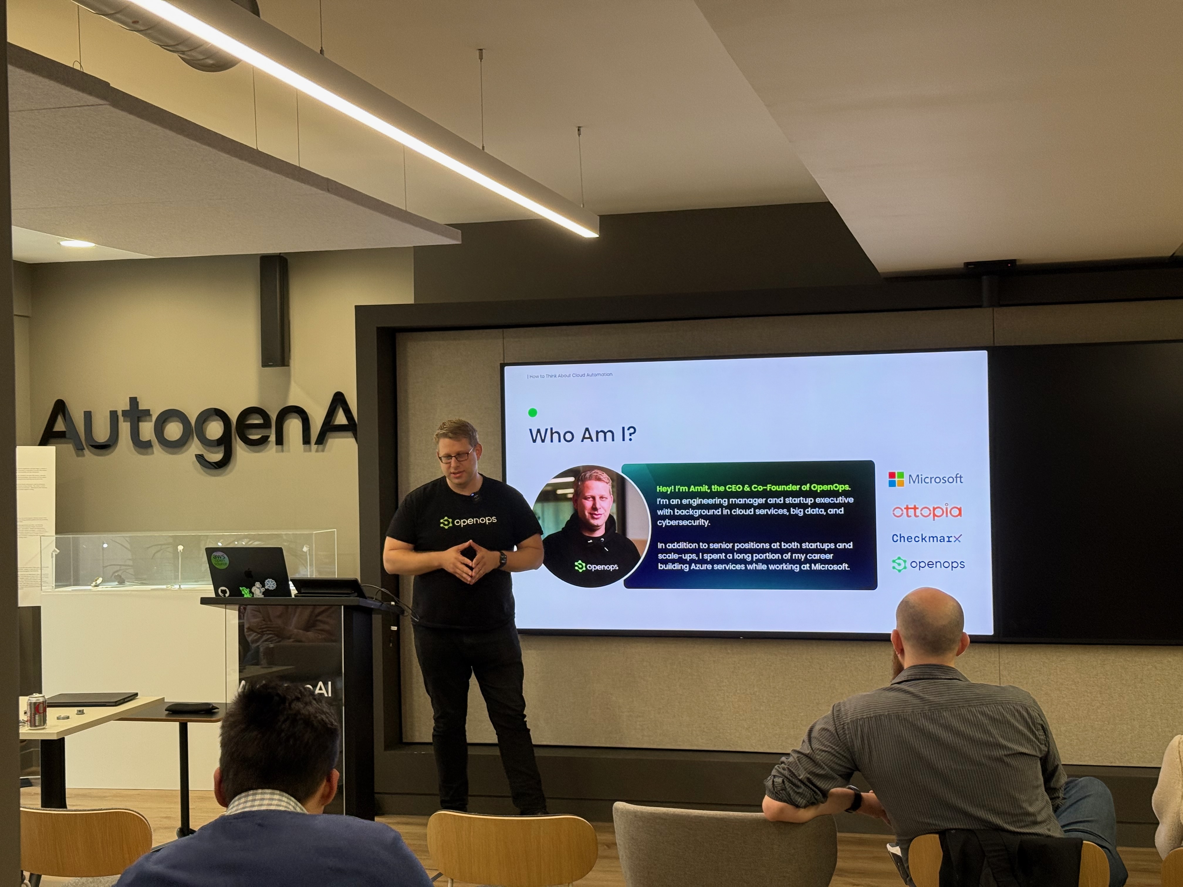 Amit Saar presenting at AutogenAI venue
