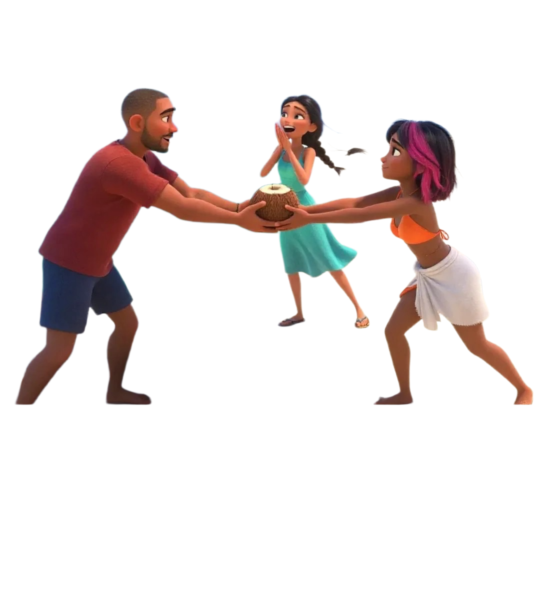 Friends sharing coconut