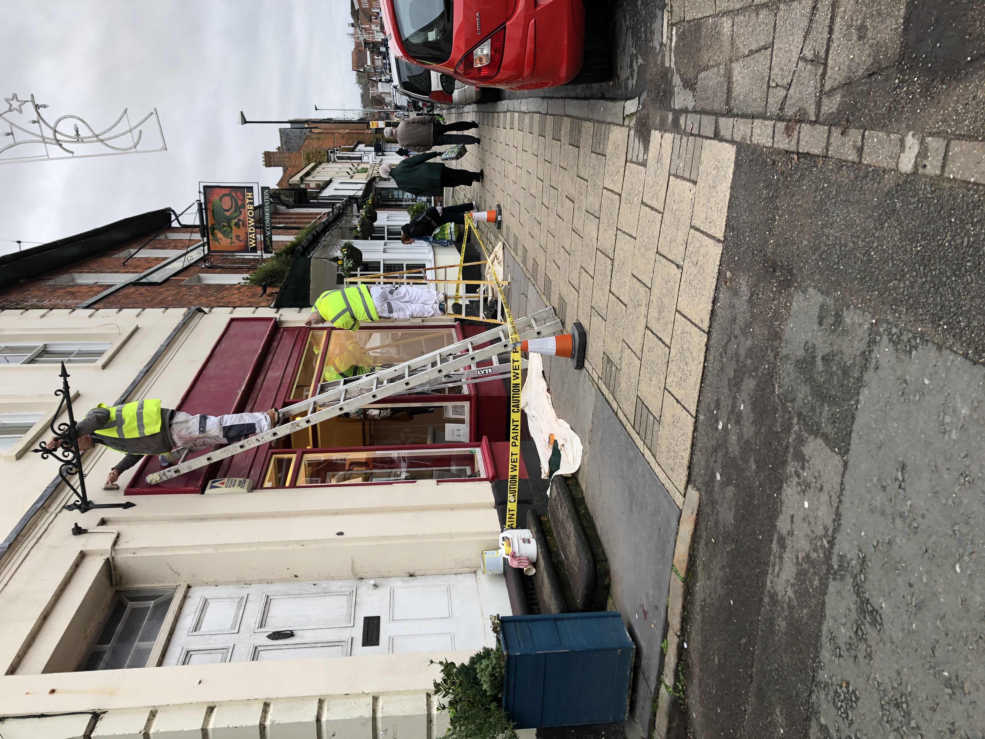 Exterior work in progress painting shopfront