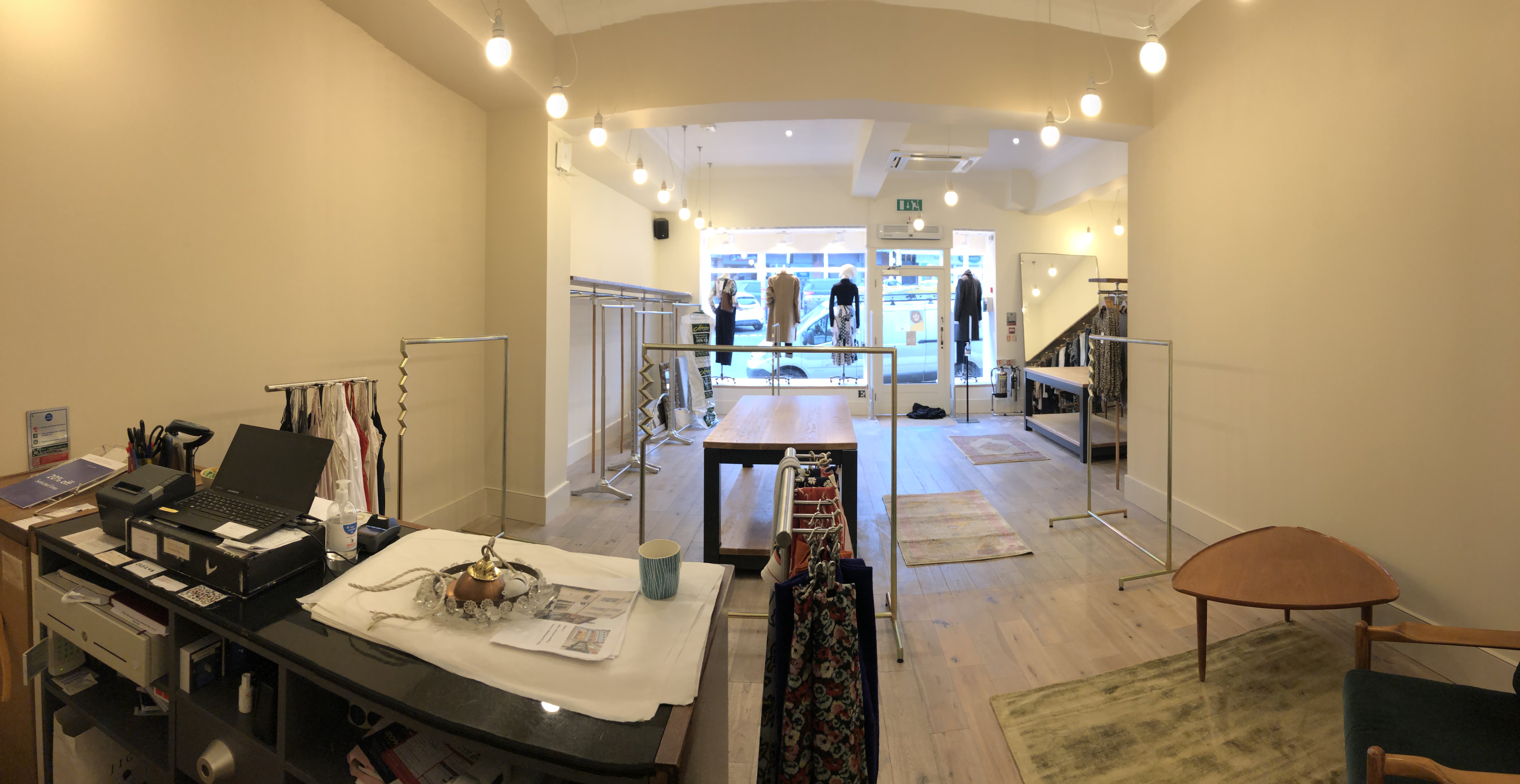 Retail floor with natural wood flooring