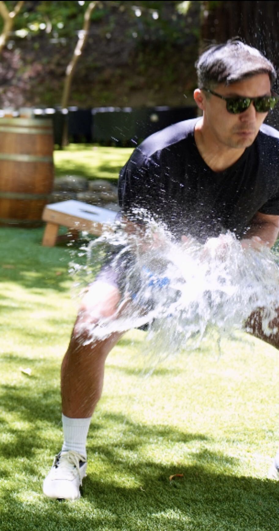 Kurt attempting to catch a water balloon