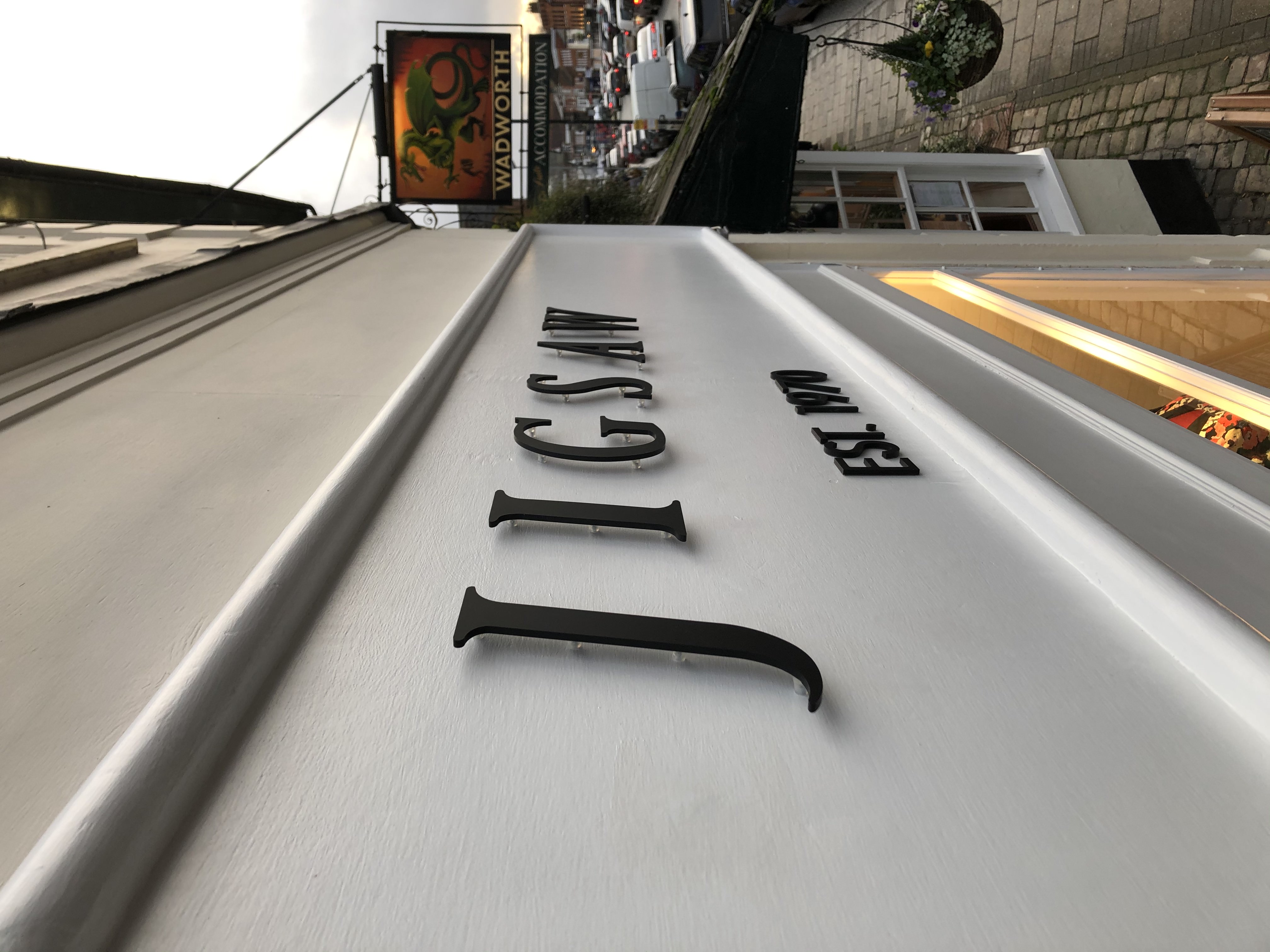 Completed exterior signage JIGSAW EST. 1970