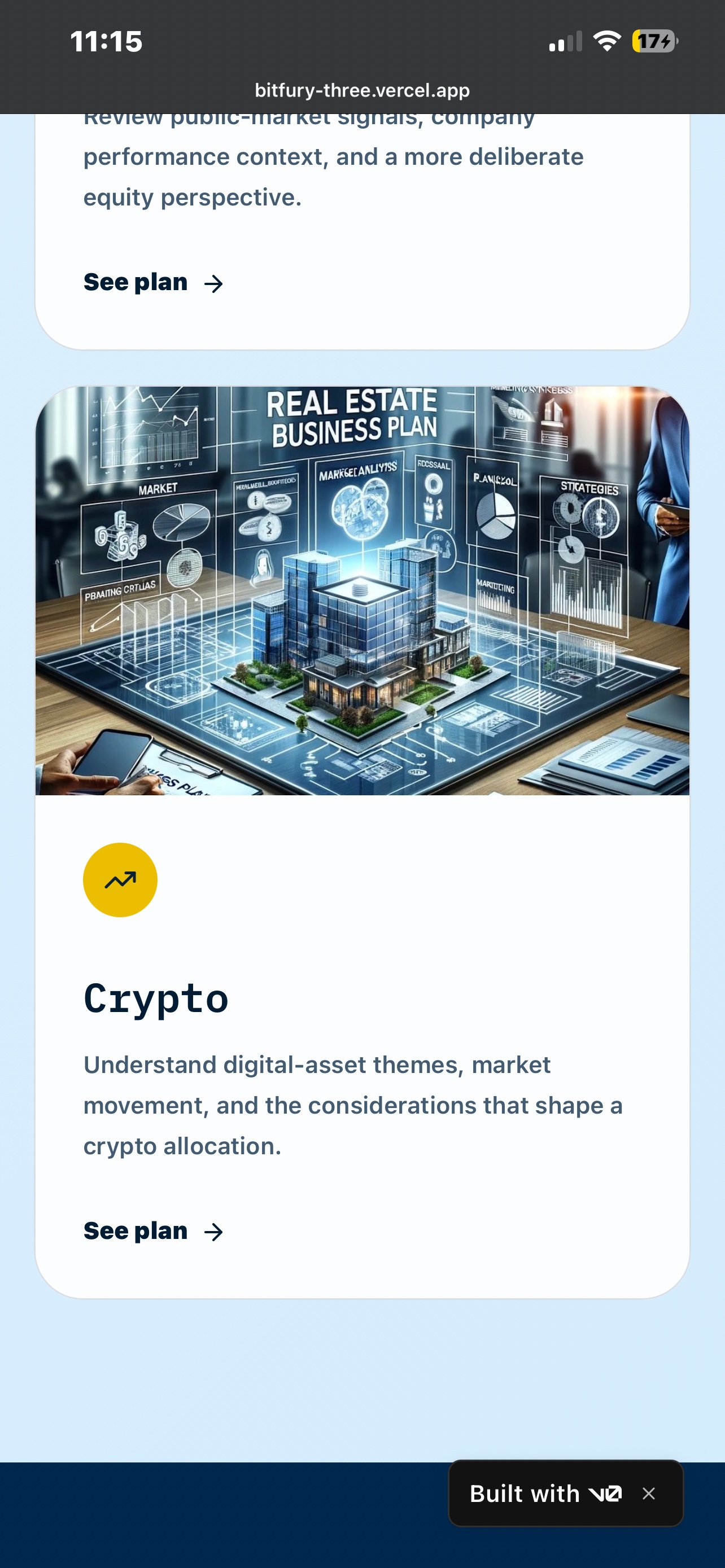 Crypto investment plan header