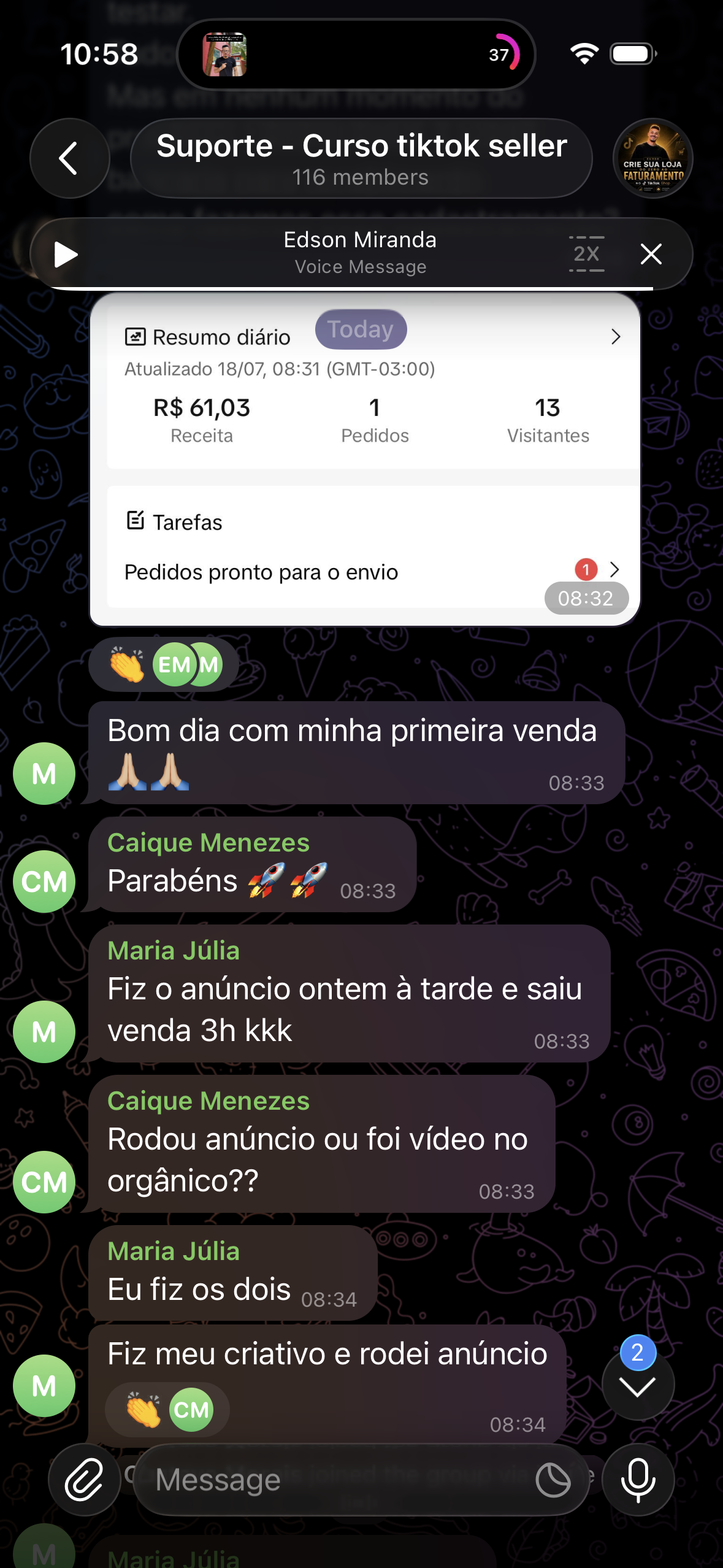 Depoimento do aluno