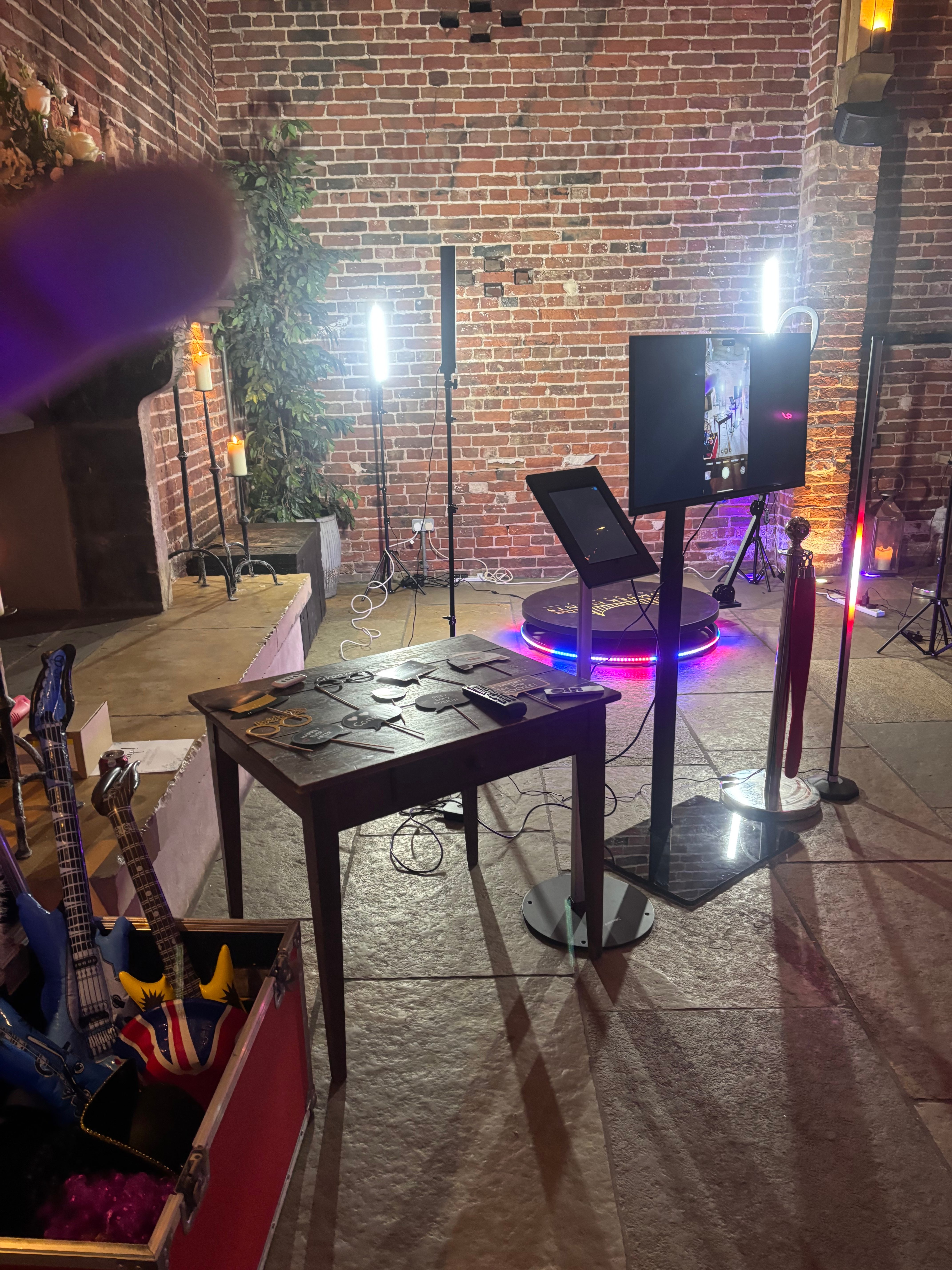 360 video booth with props table