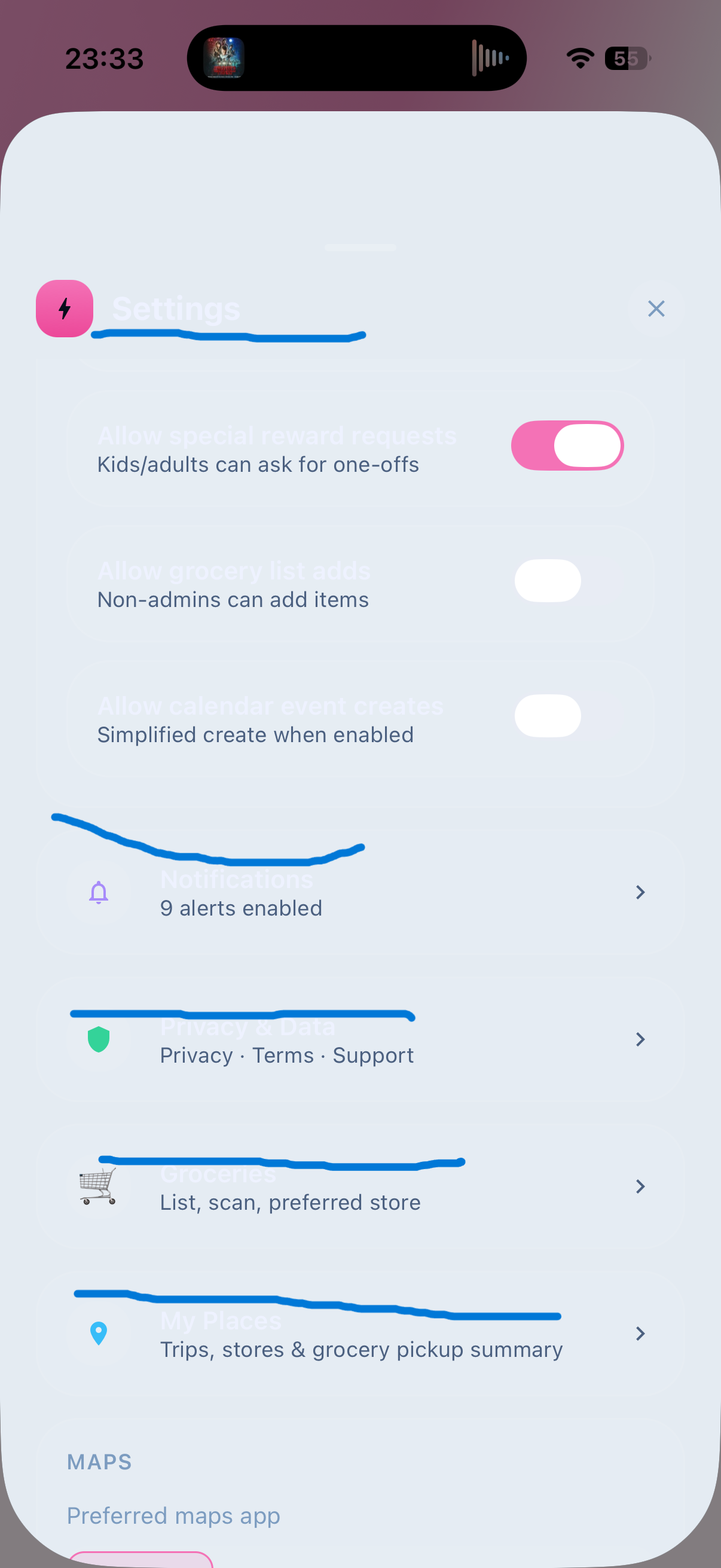 ChoreMaxx app — The Johnsons household dashboard