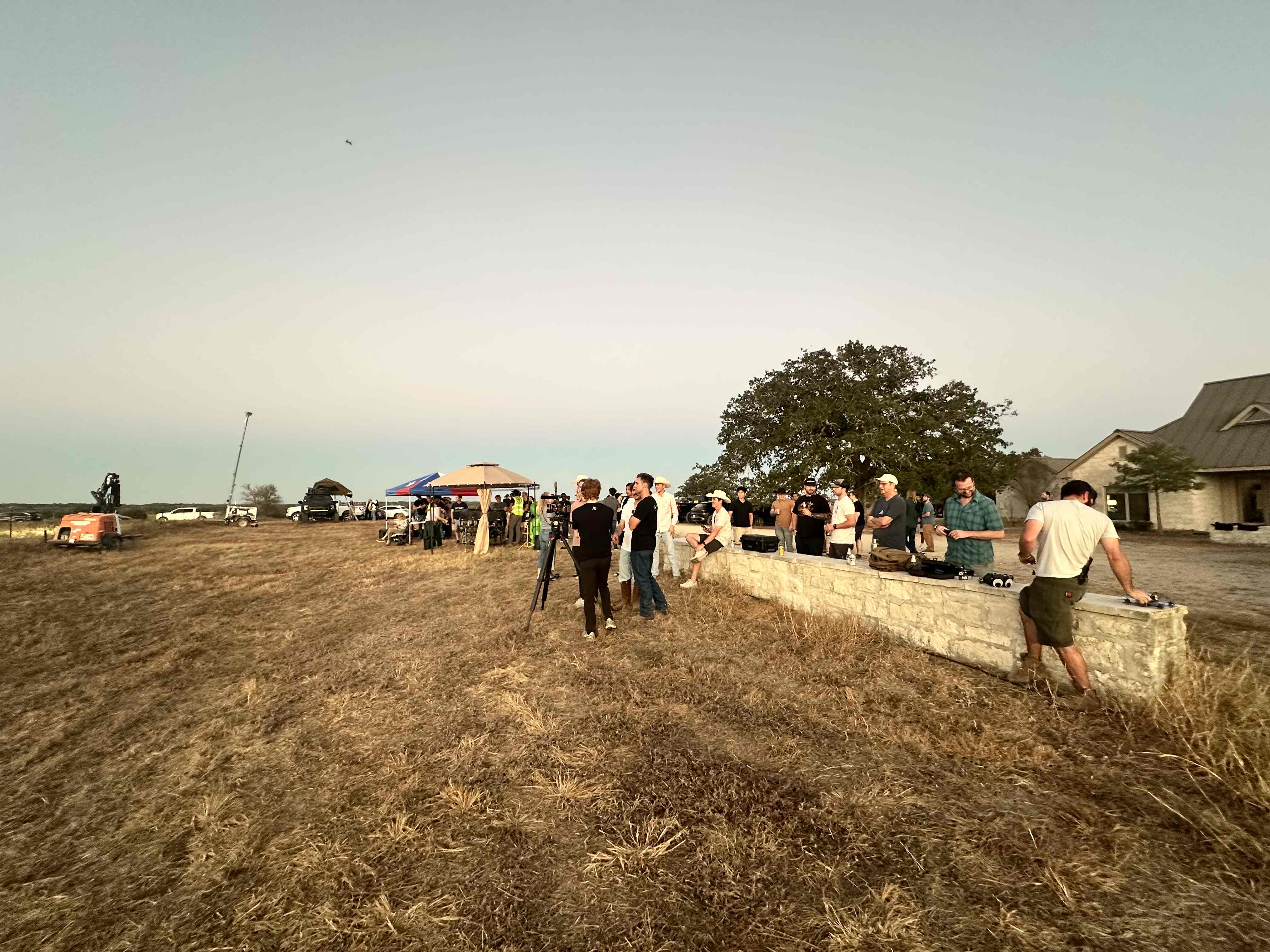 Sunset gathering of attendees at the venue