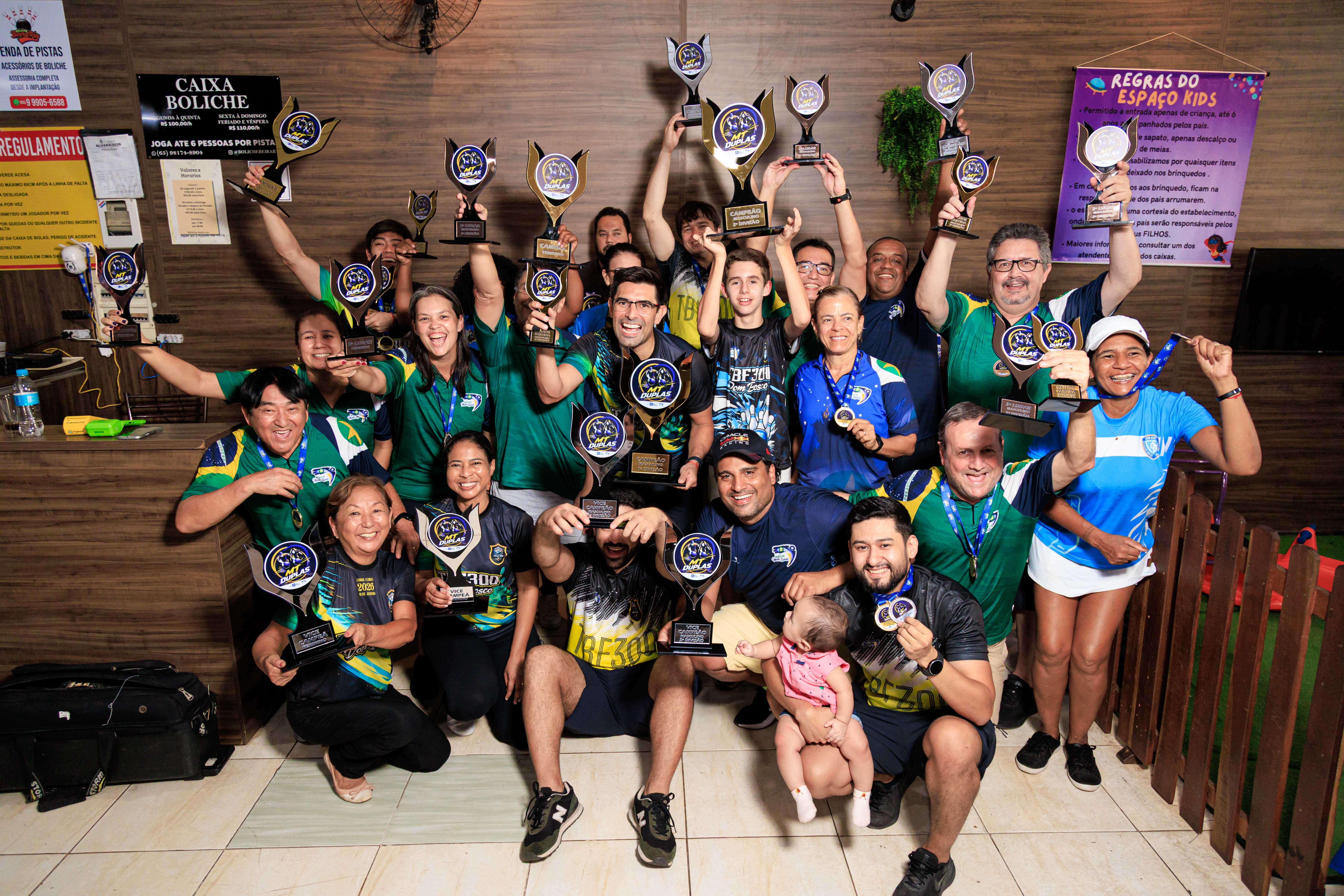 Campeões com troféus