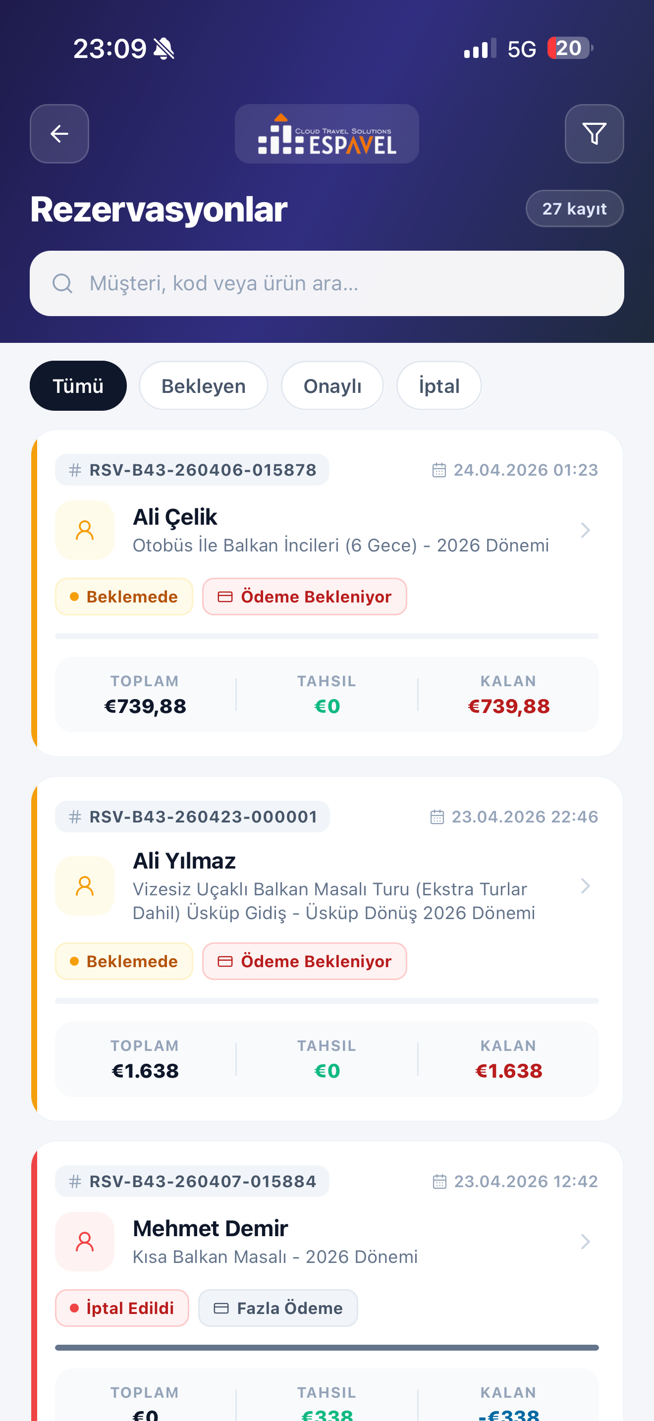 Espavel Mobil - Rezervasyonlar