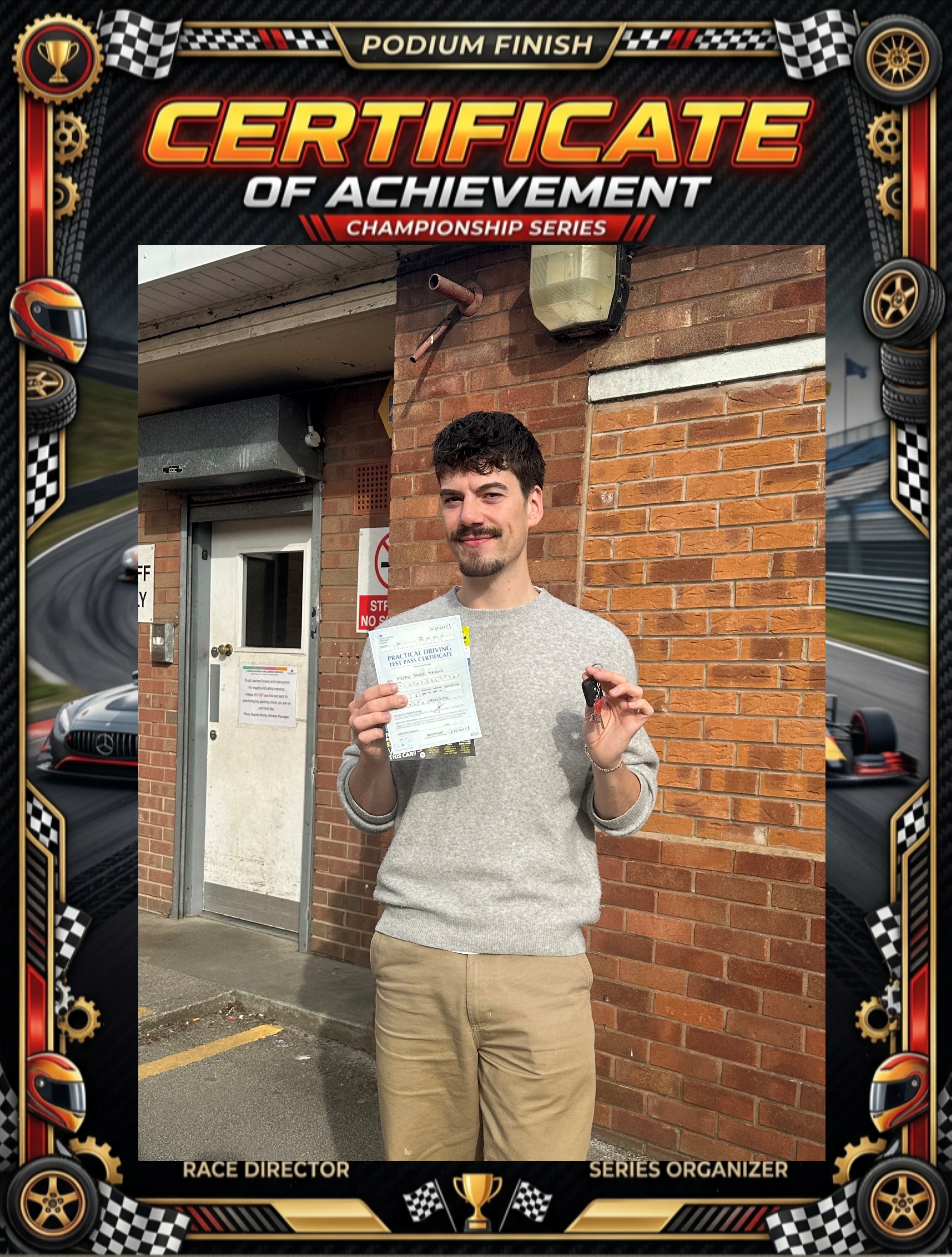 Student with pass certificate and keys