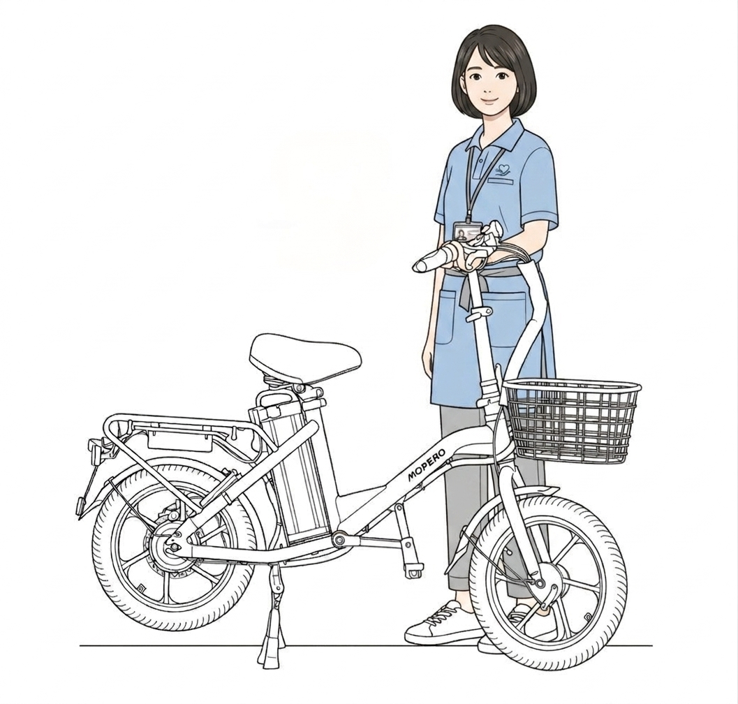MOPERO 4Uを使用する女性介護スタッフ