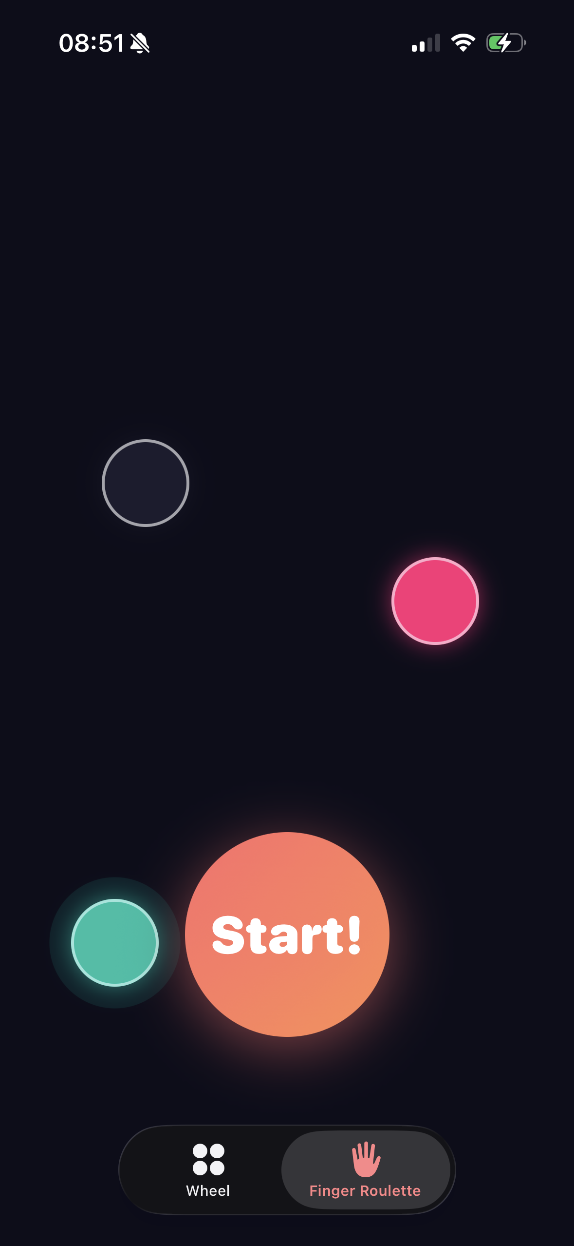 WinSpin Finger Roulette mode with multiple touch points on screen