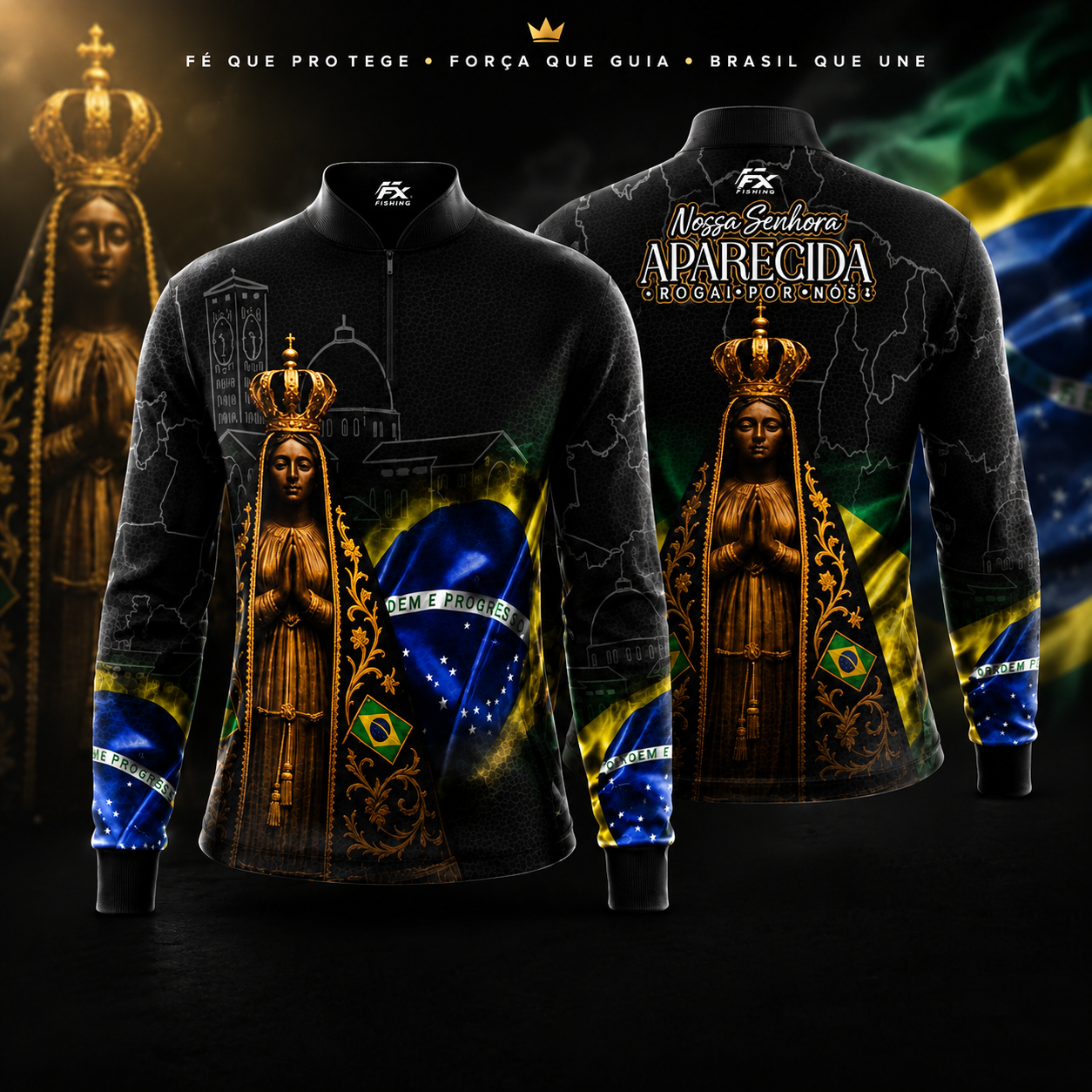 Camisa Nossa Senhora Aparecida na cor preta