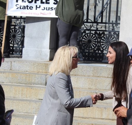 Karla Miller with State Auditor Diana DiZoglio at the State House