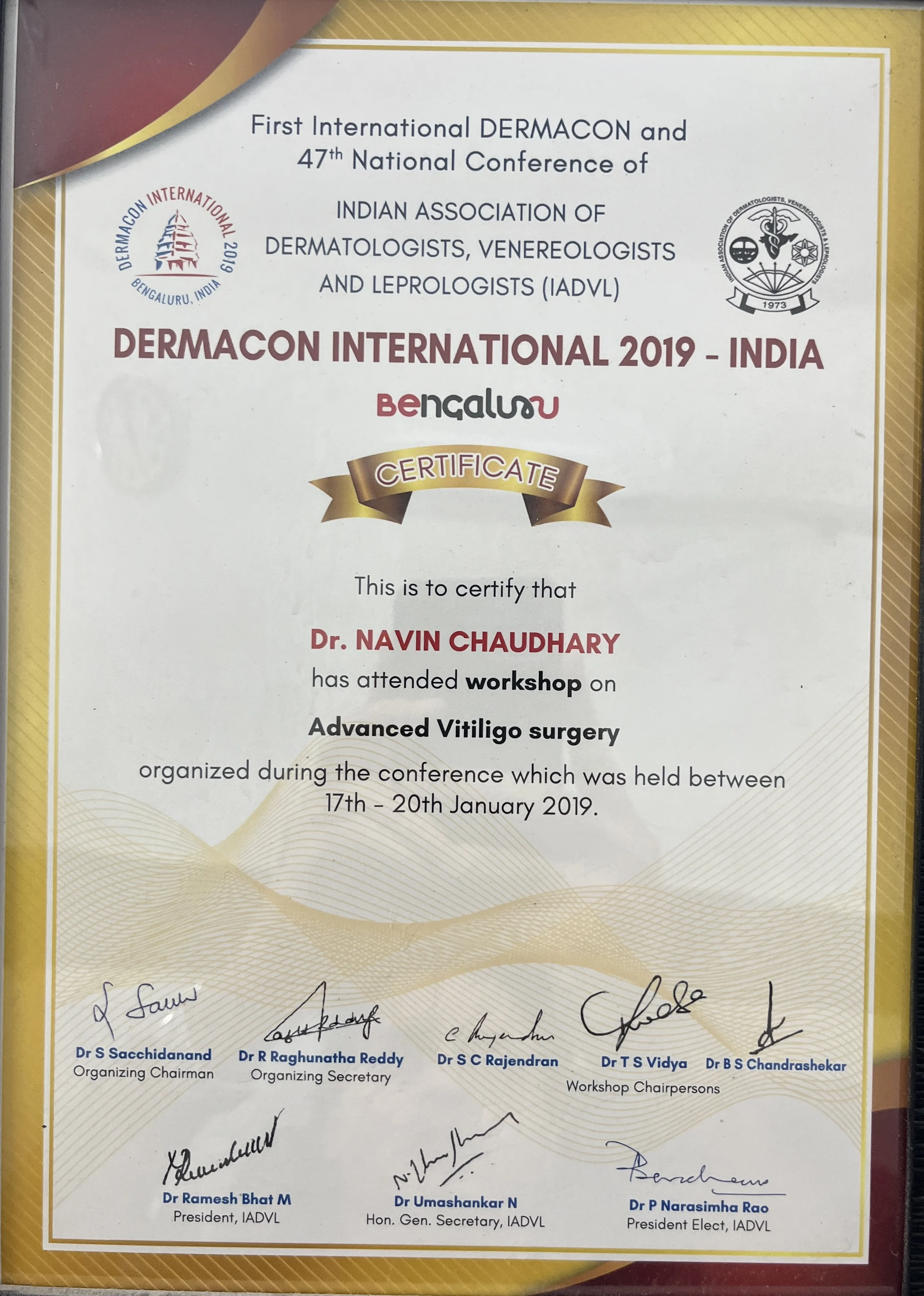 DERMACON International 2019 certificate