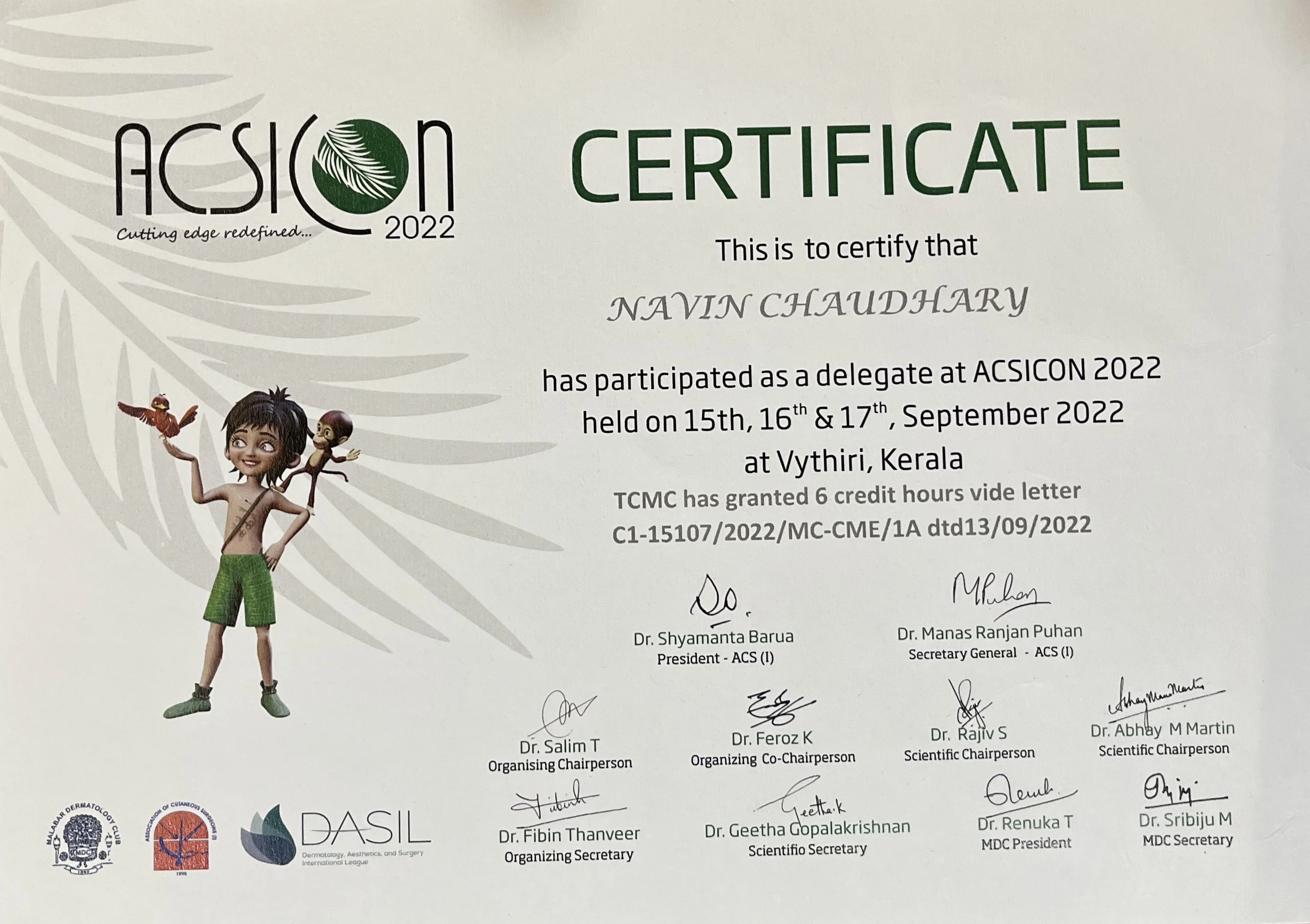 ACSICON 2022 certificate