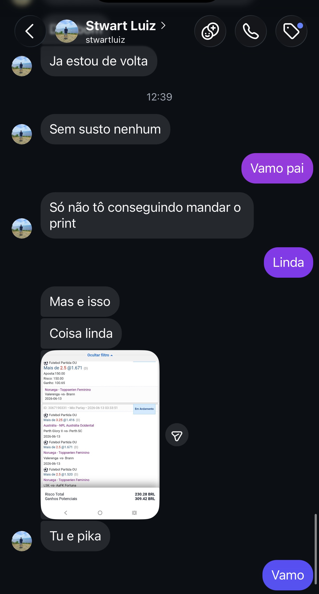 Depoimento Stwart Luiz — 309 BRL de ganhos