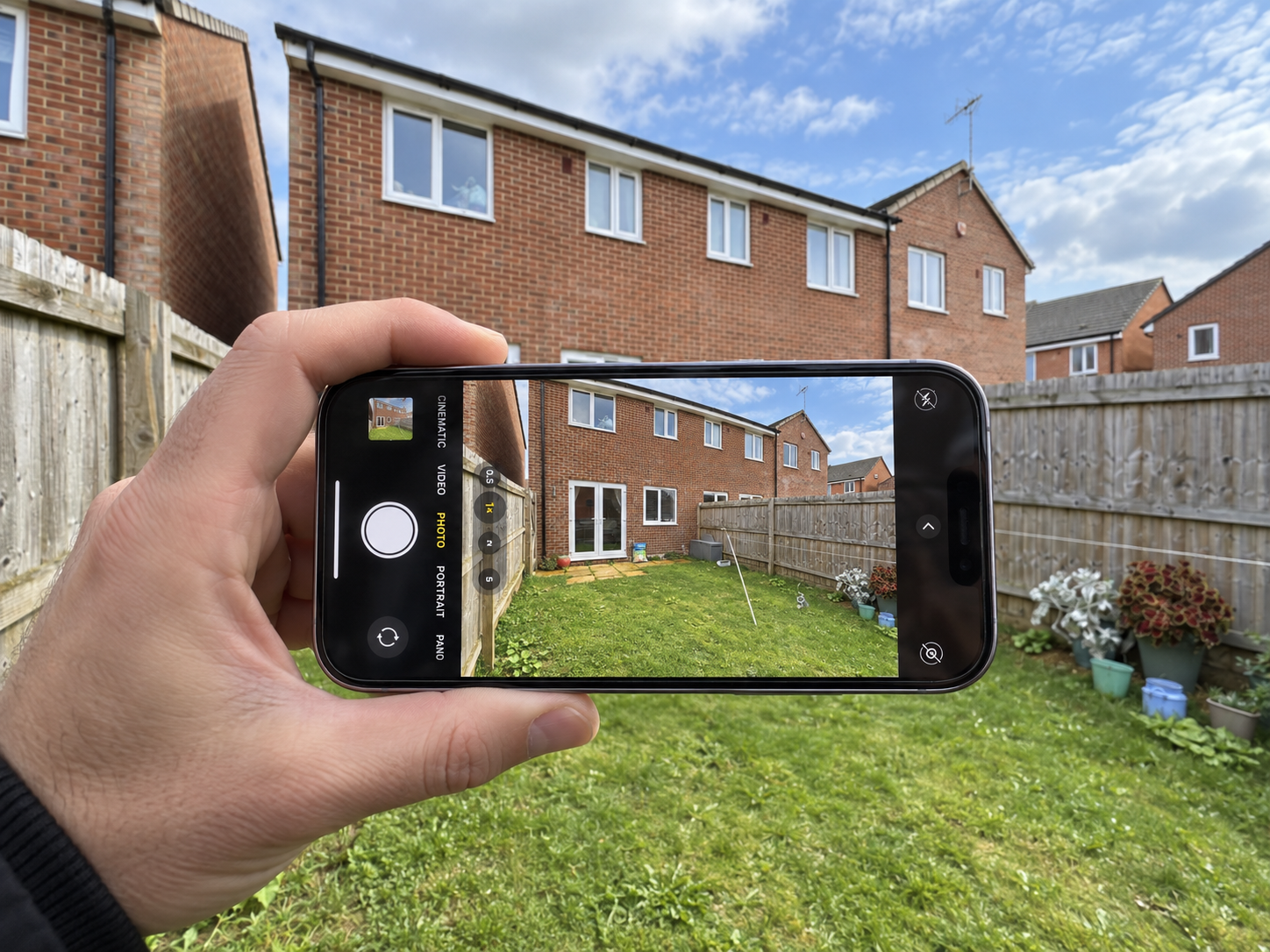 Taking a garden photo with a phone
