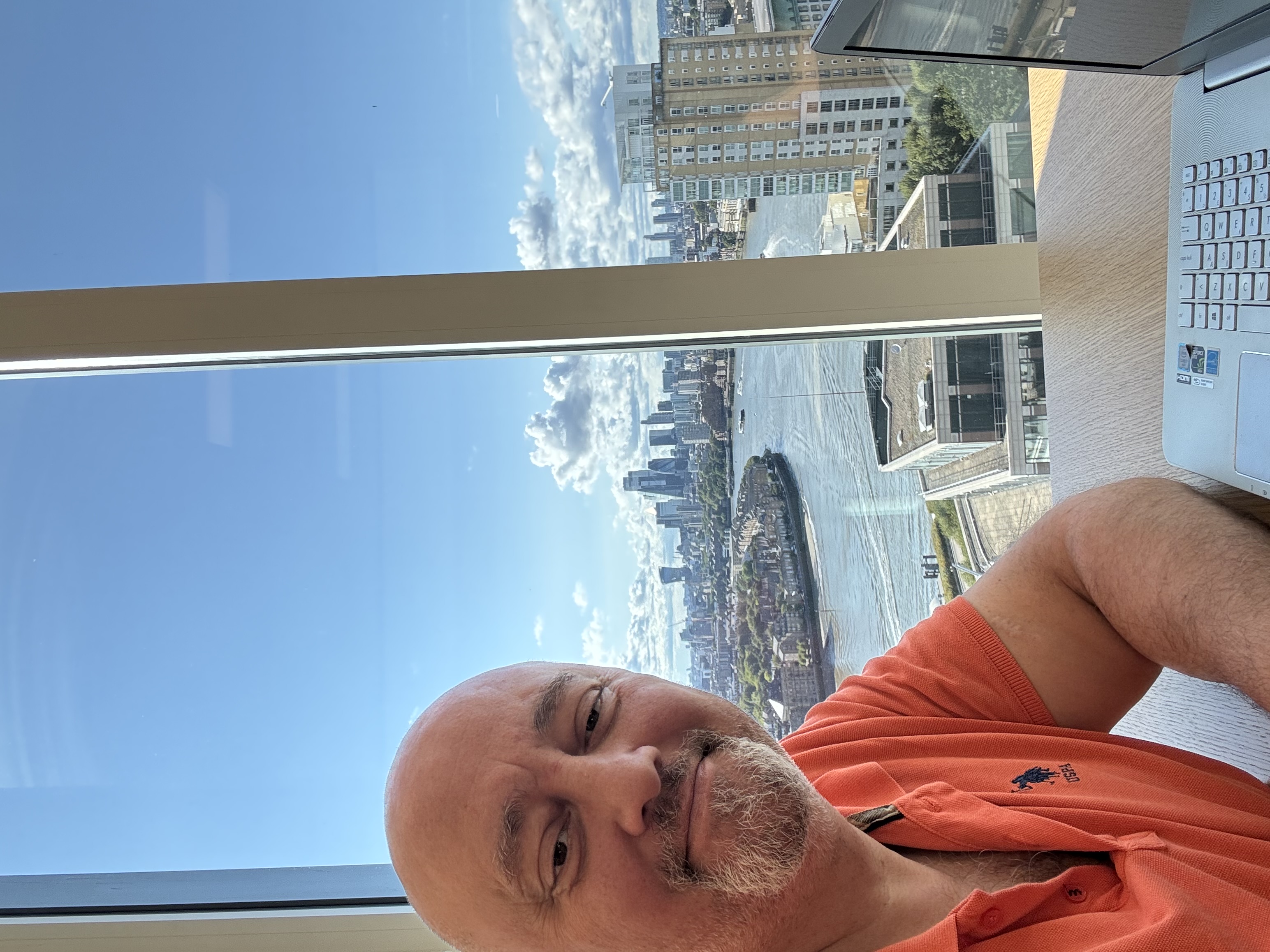 Remote consulting with London skyline view