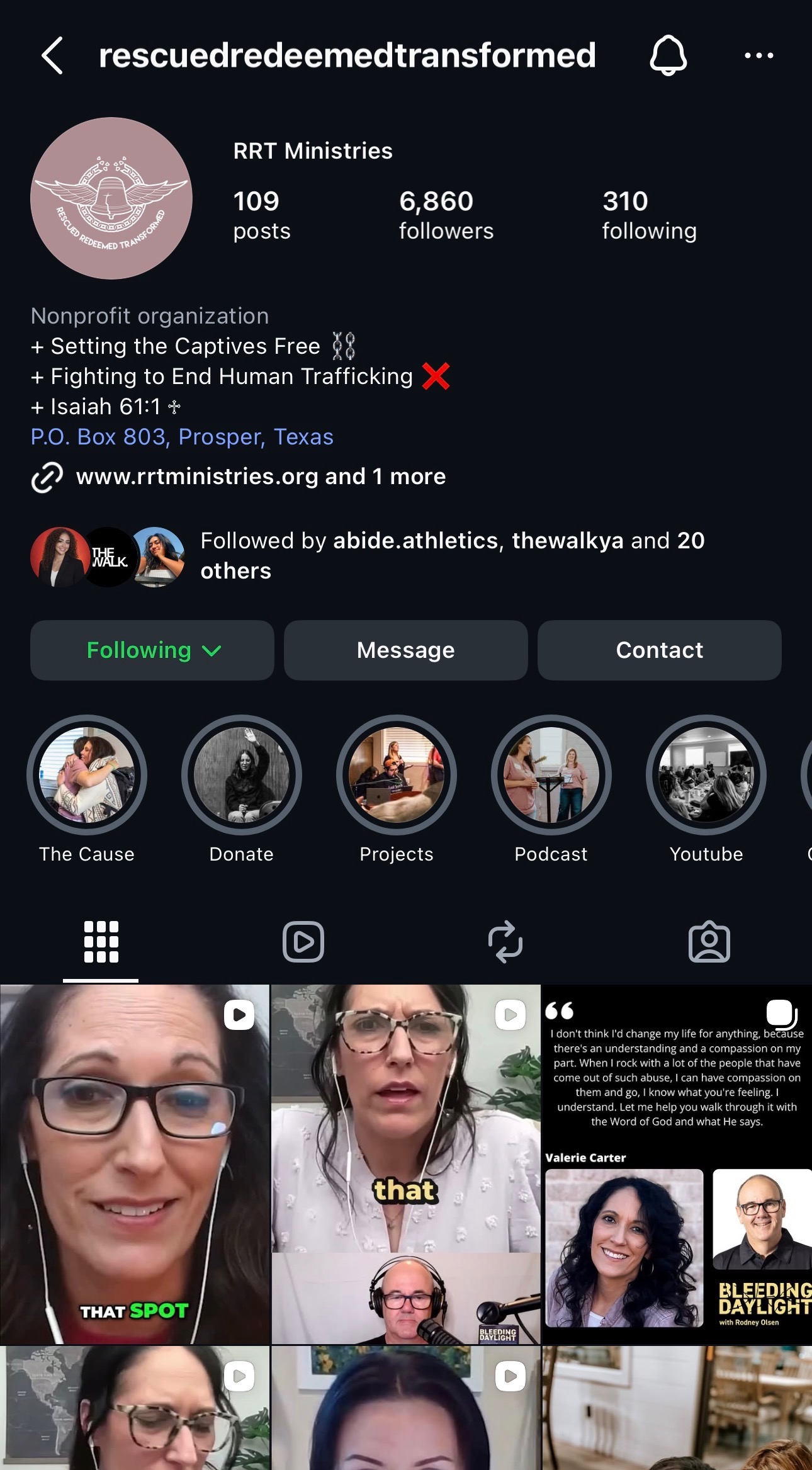 RRT Ministries Instagram — 6,860 followers