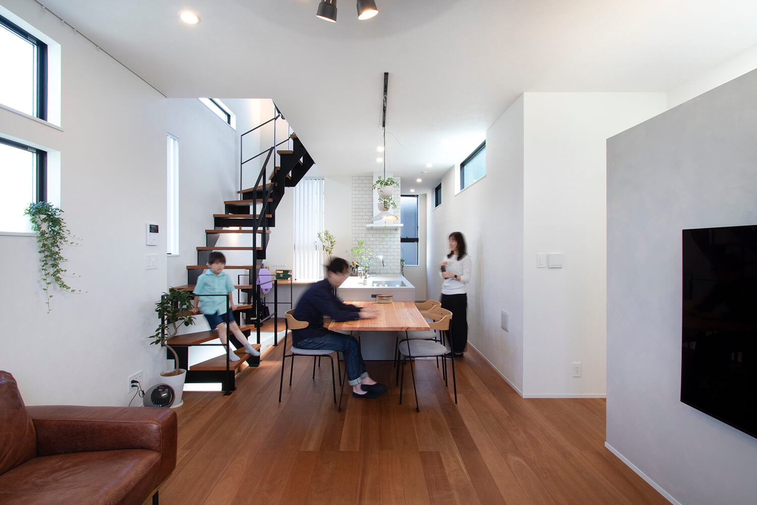 Modern family home interior with dining area