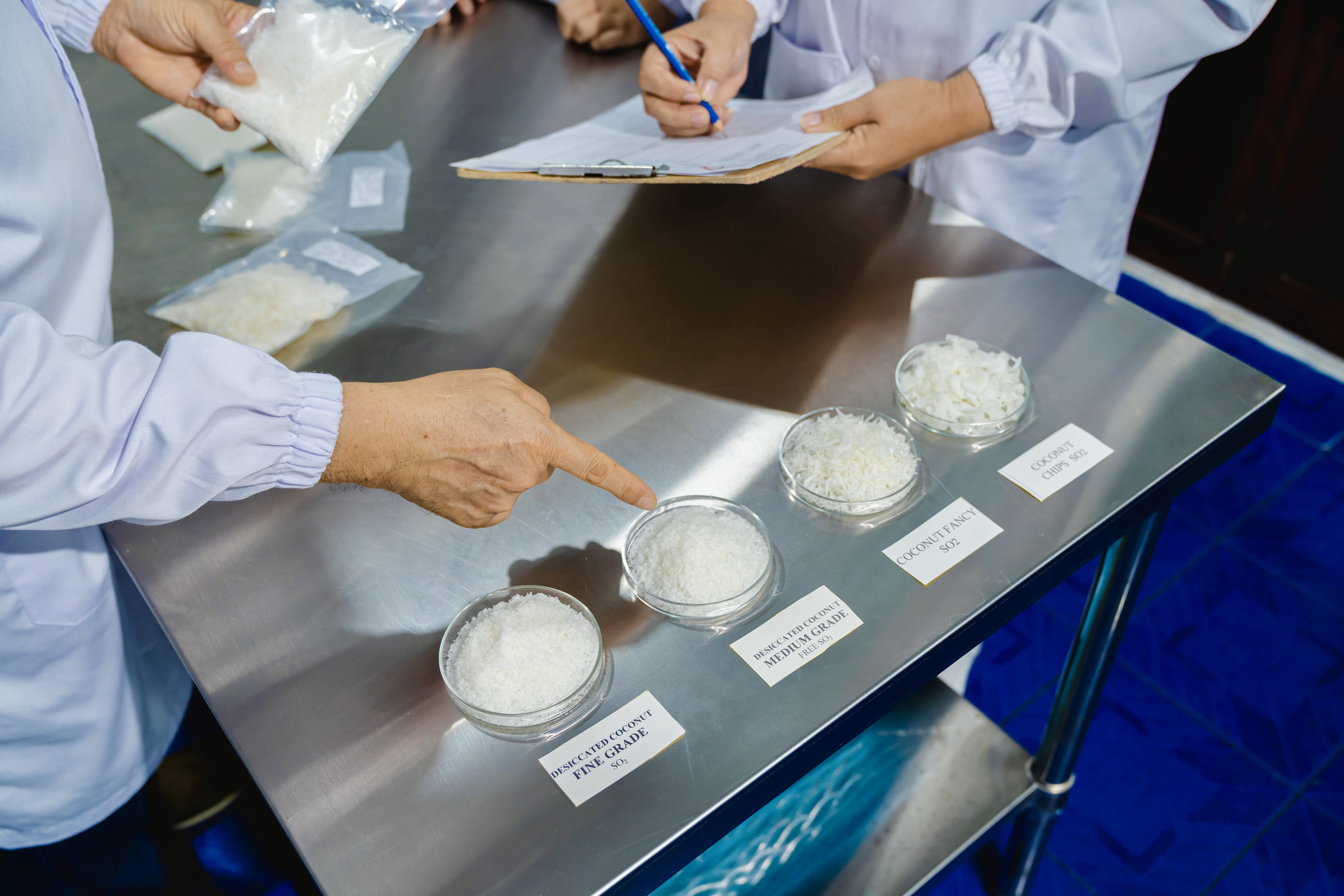 Quality control laboratory testing for desiccated coconut