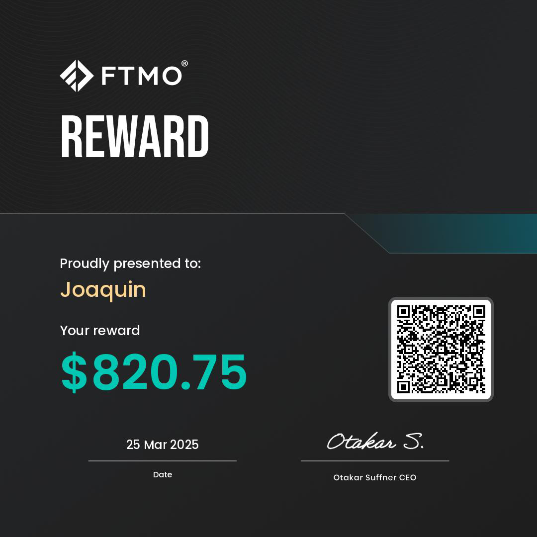 $820.75 FTMO Reward