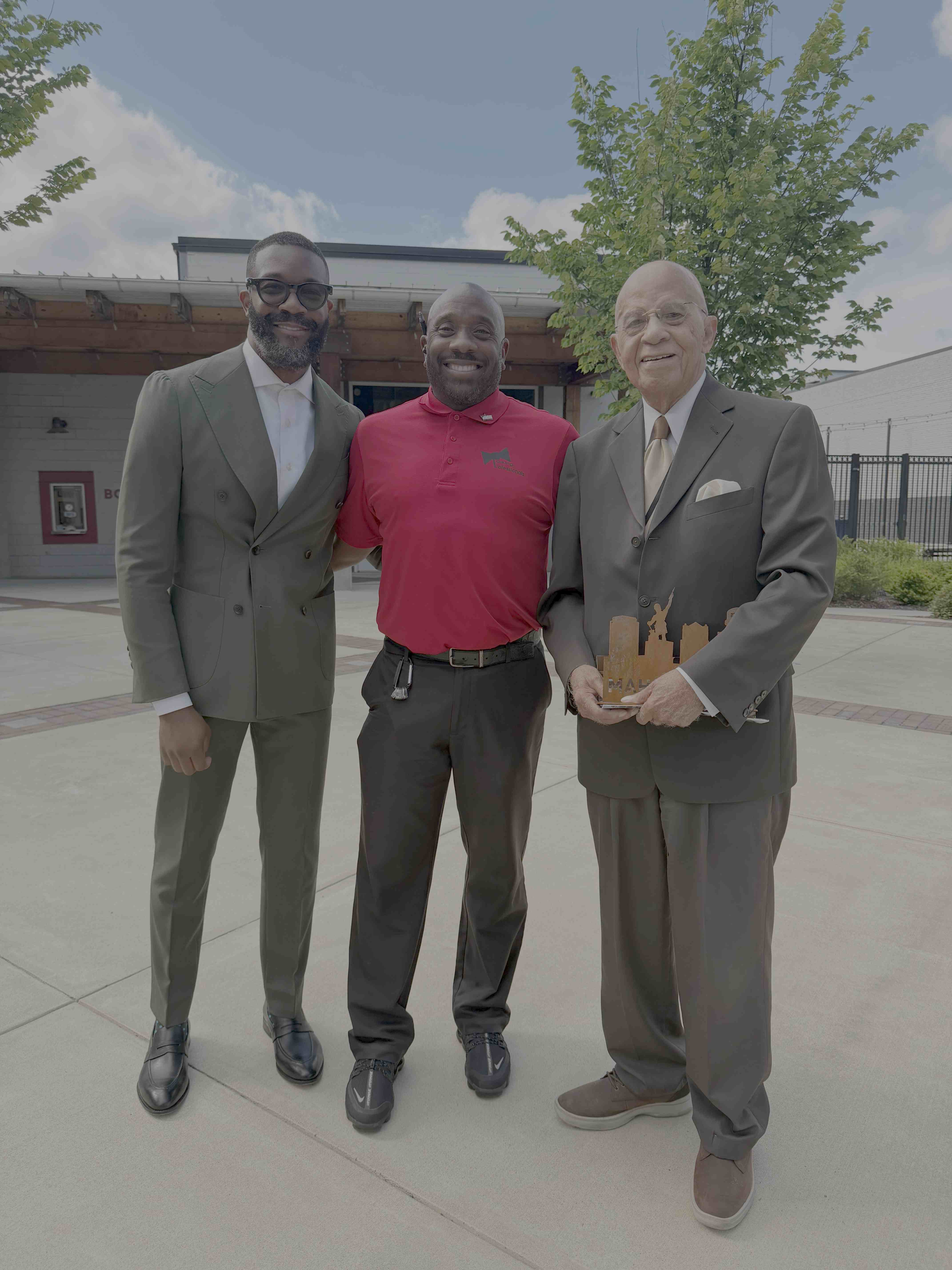 L-R: Birmingham's current mayor, Mayor Randall Woodfin, Parking Professionals CEO, Marlon Drake, and Birmingham's first Black mayor - Mayor Dr. Richard Arrington