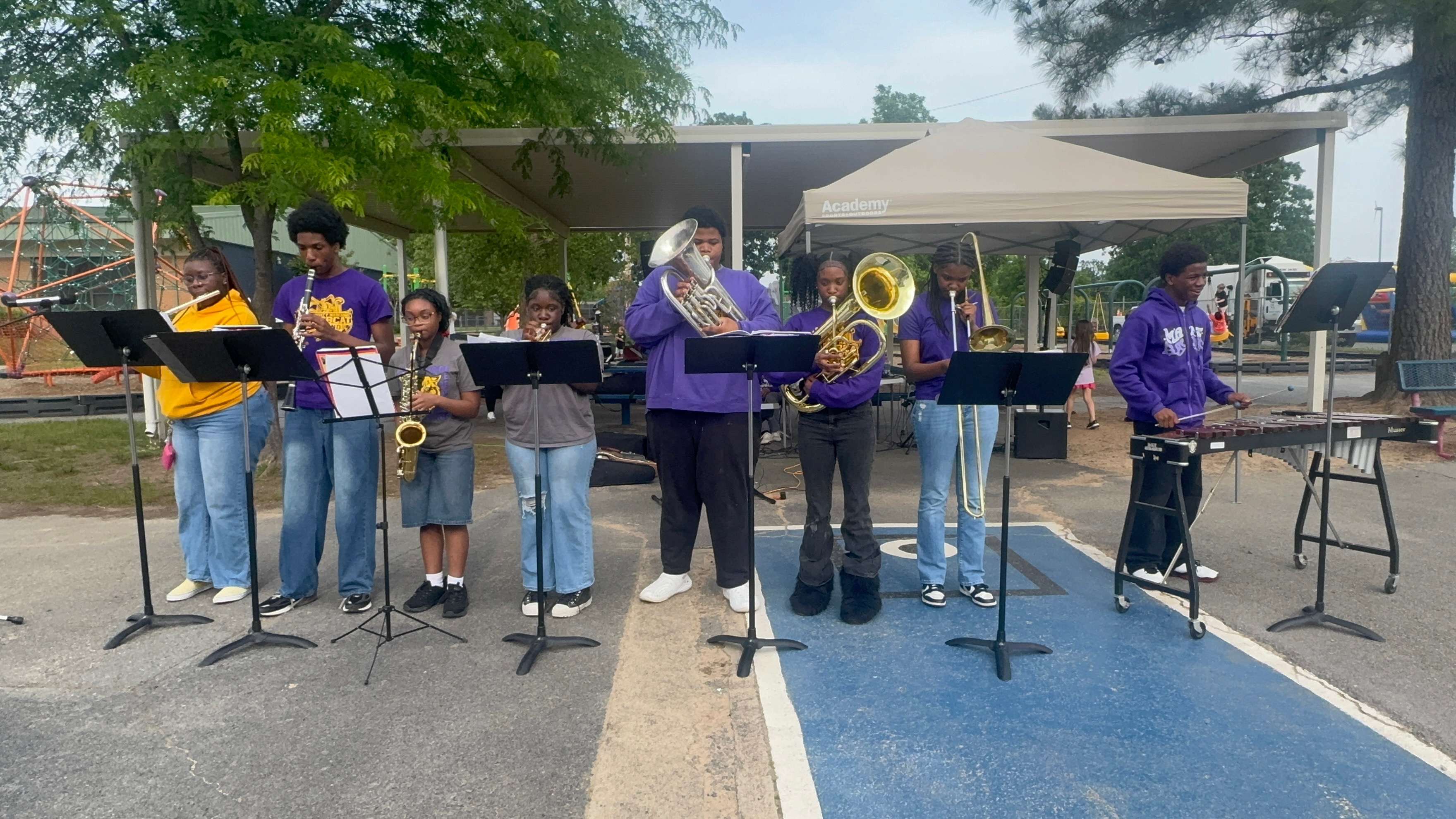 School band performing at the festival