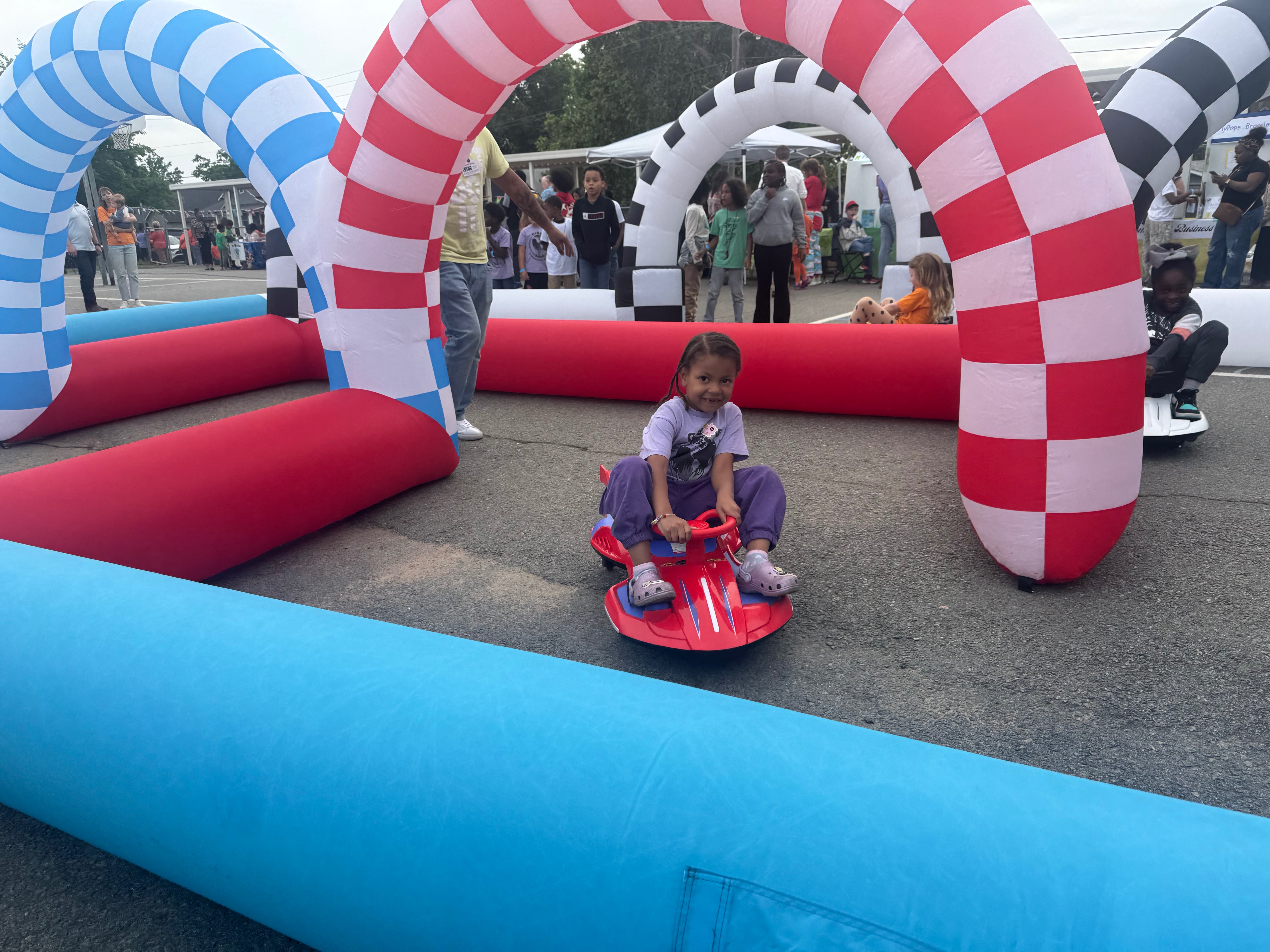 Child on go-kart race track