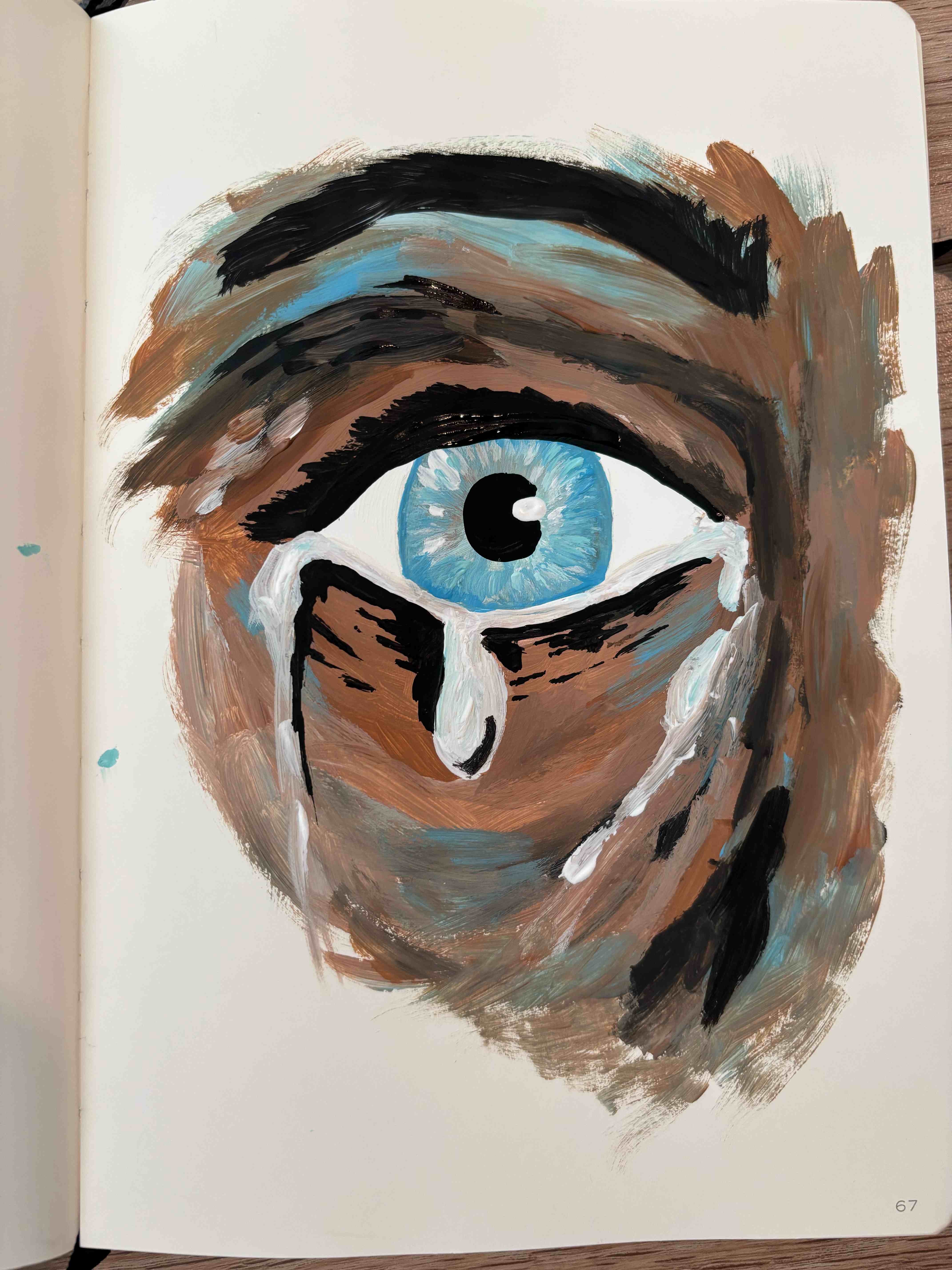 Expressive eye painting with tears