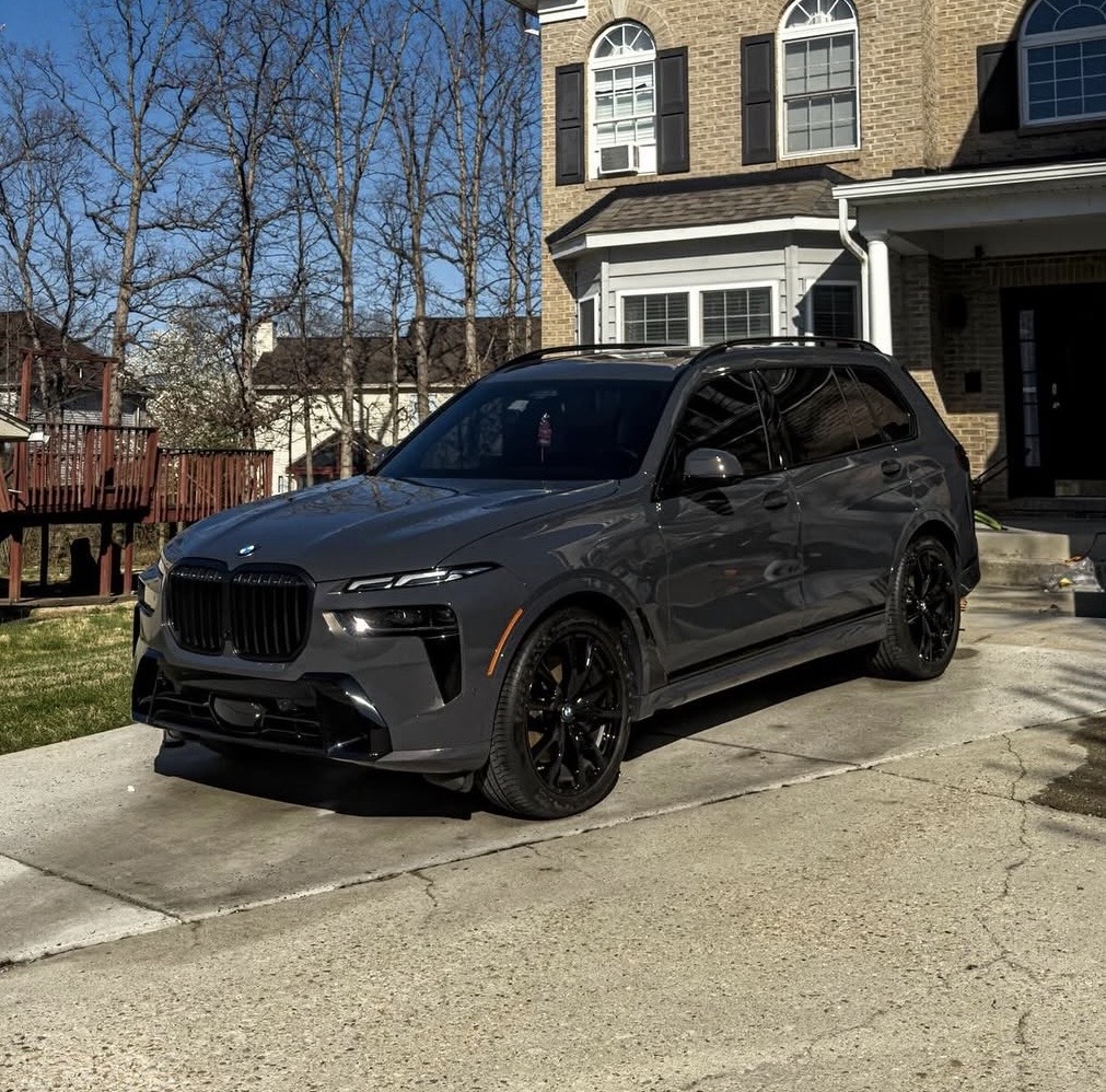 Grey BMW X7 luxury SUV detailing