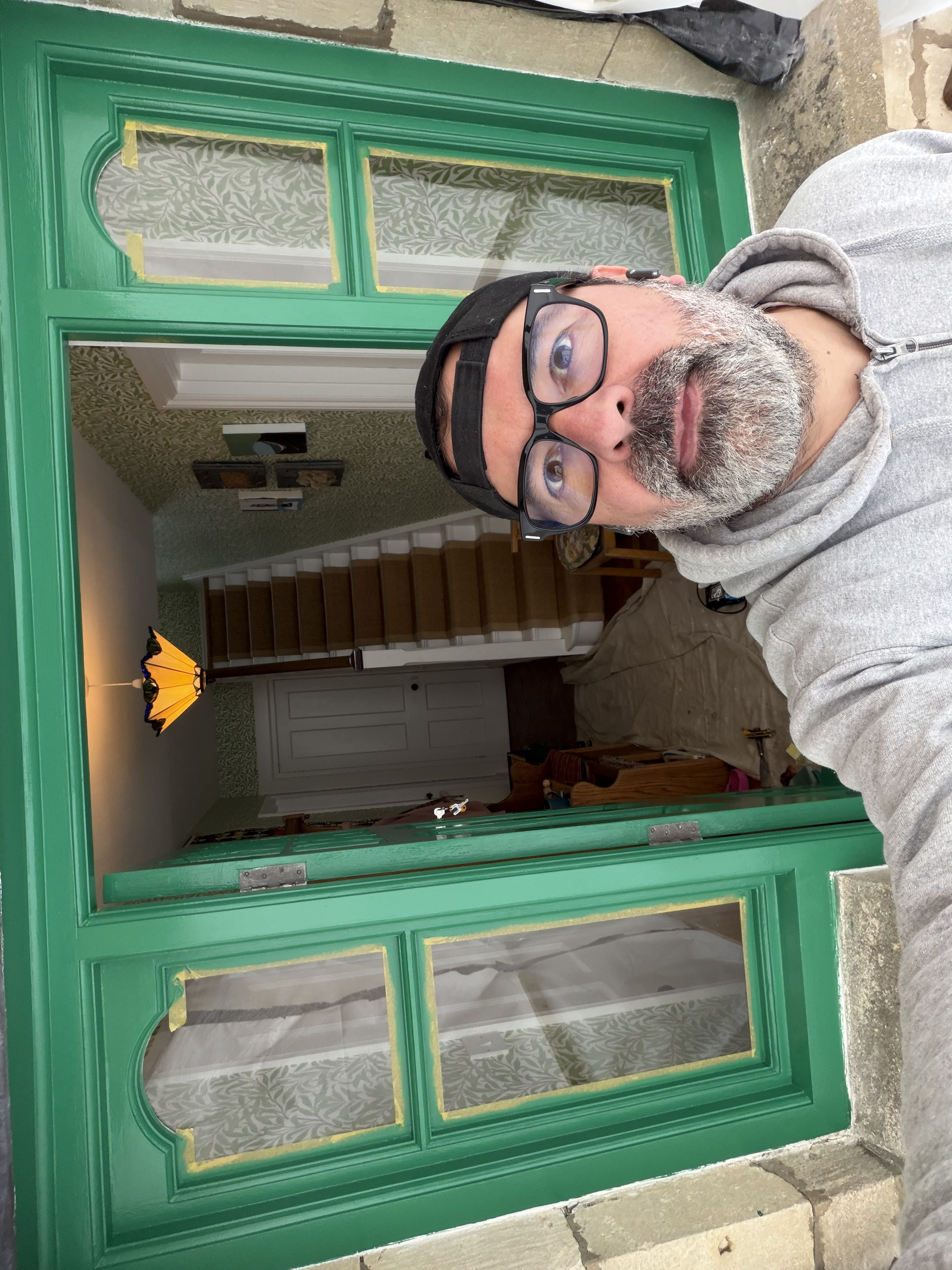 Green topcoat application in progress