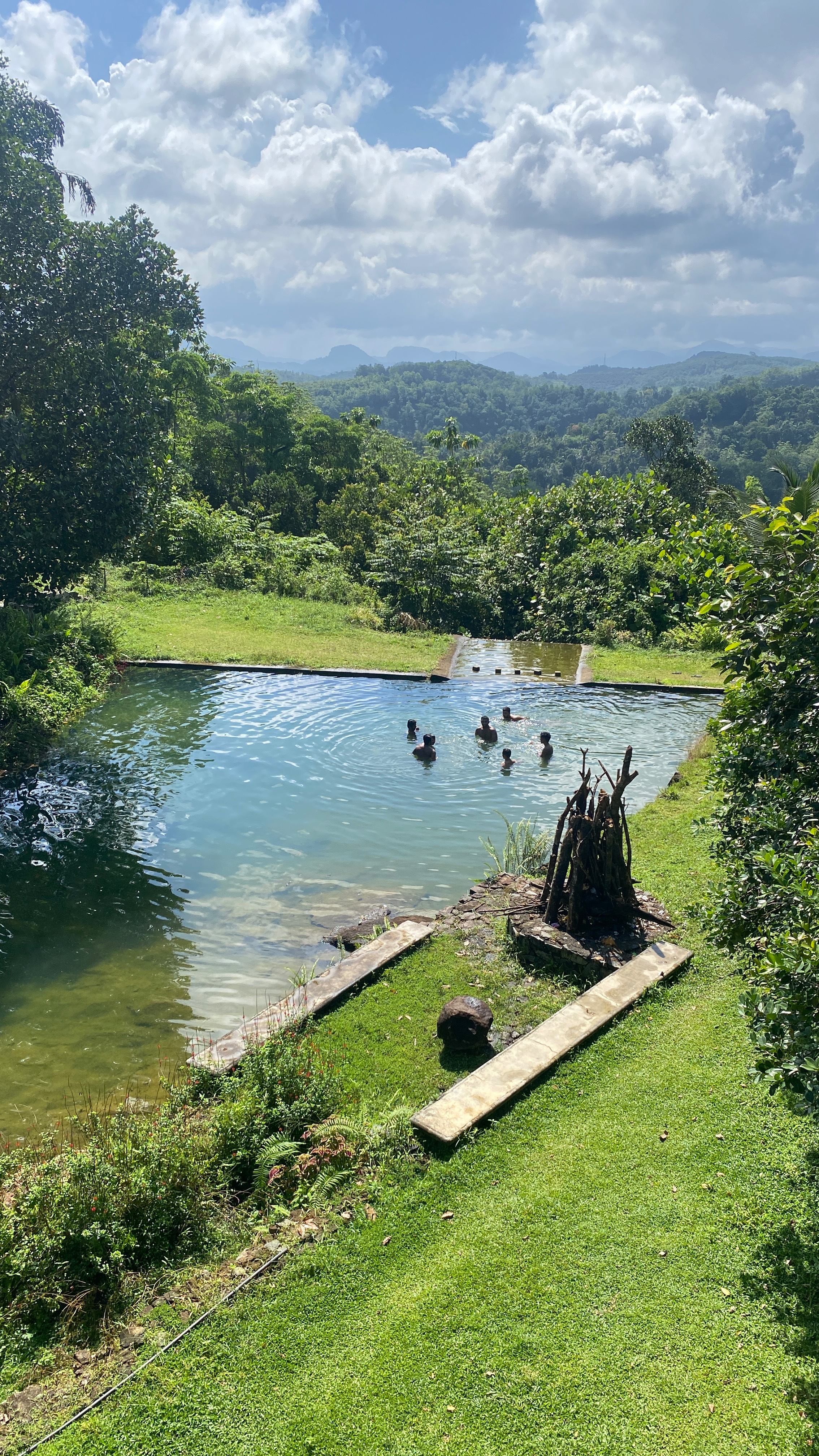 Natural swimming pool with mountain views