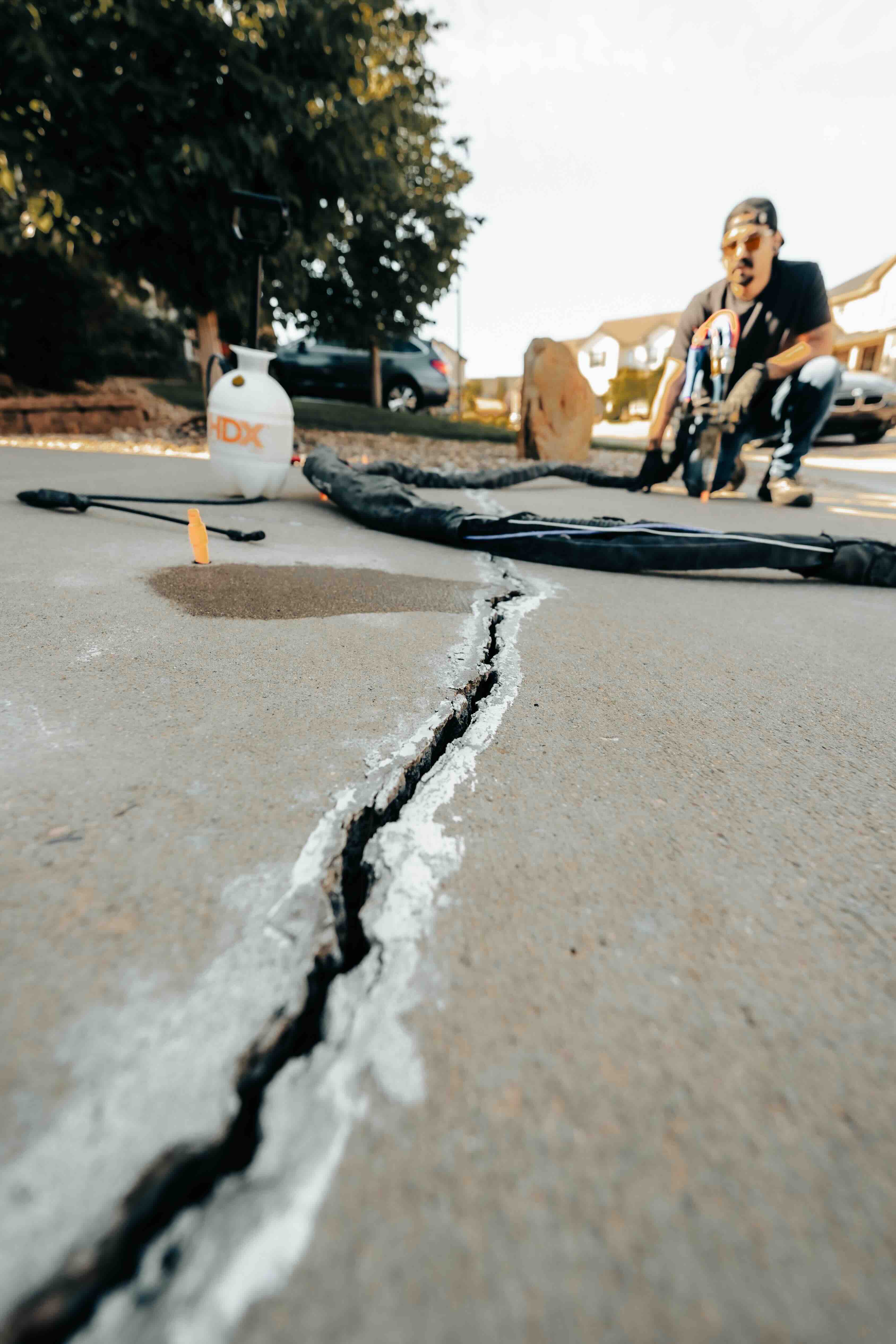 Contractor social media content - foundation work crew with sledgehammer