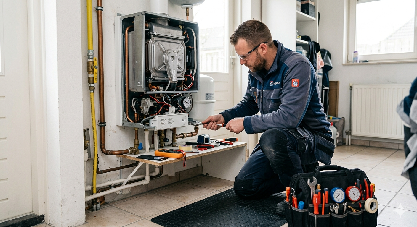 Ecowarmte Nederland medewerker aan het werk aan een CV ketel