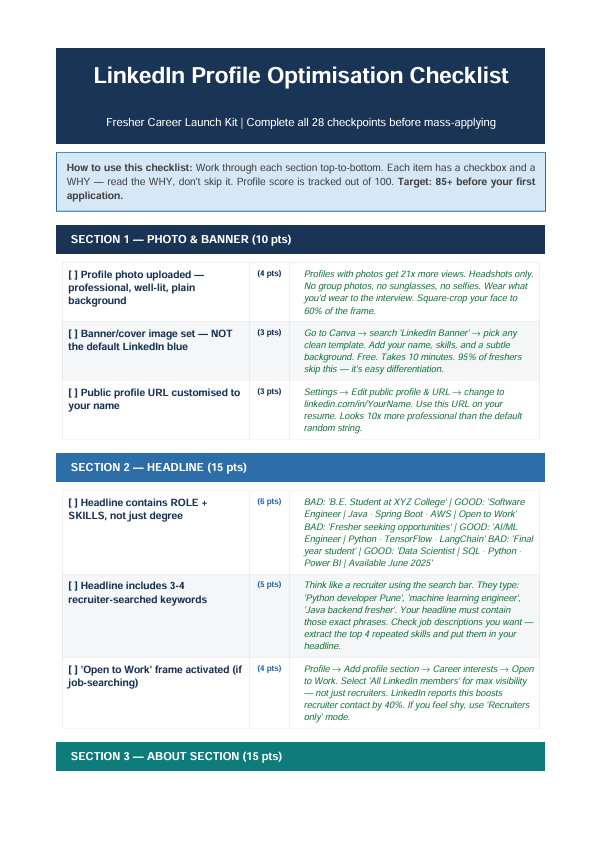 LinkedIn Checklist