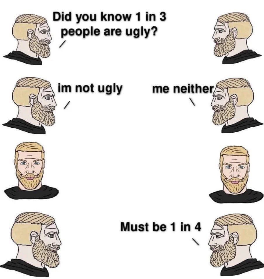 1 in 3 people are ugly meme