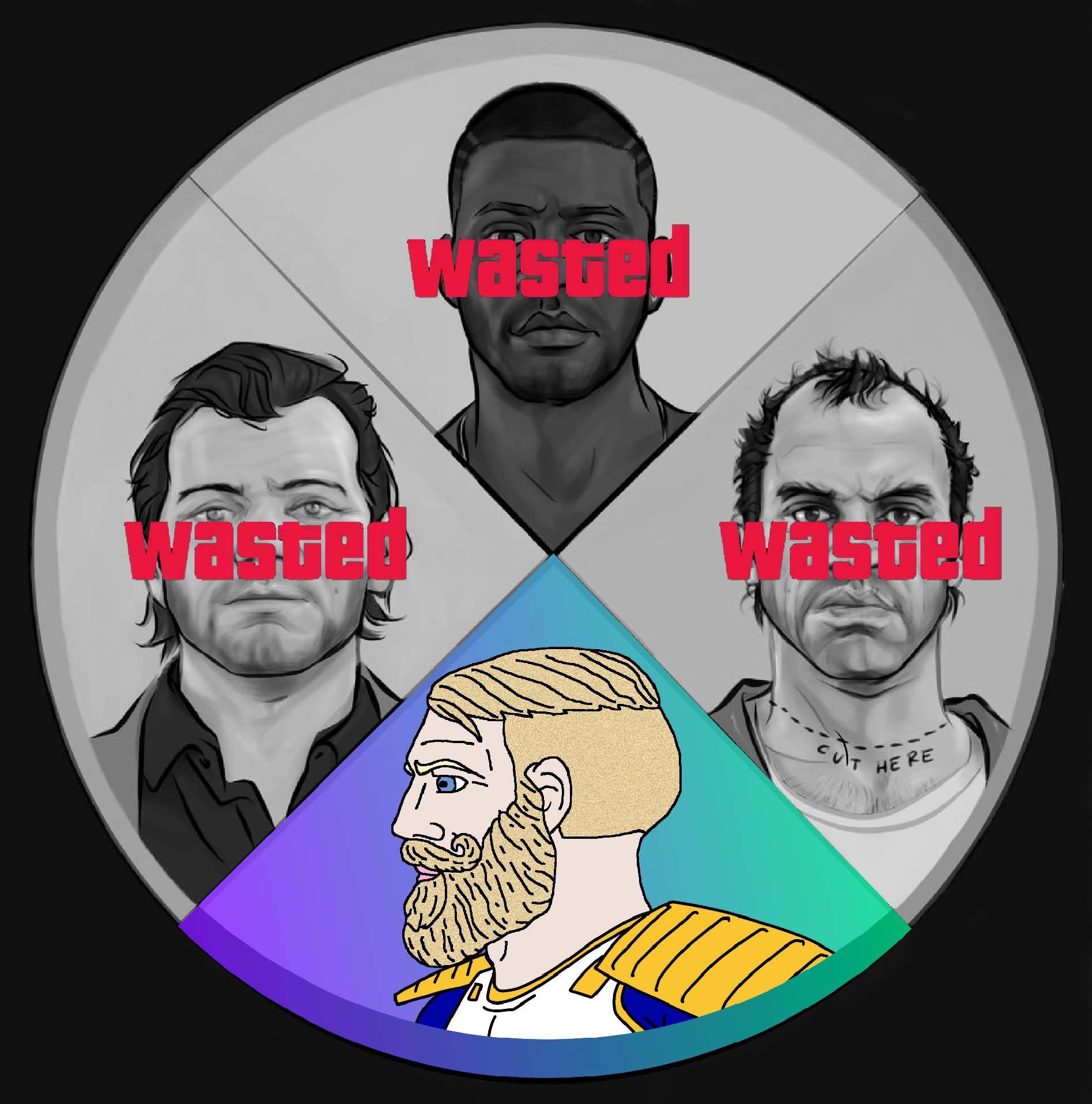 GTA wasted wheel Chad meme