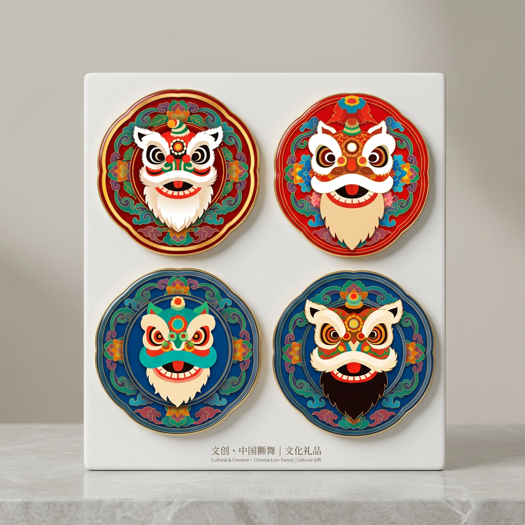 醒狮烫金冰箱贴