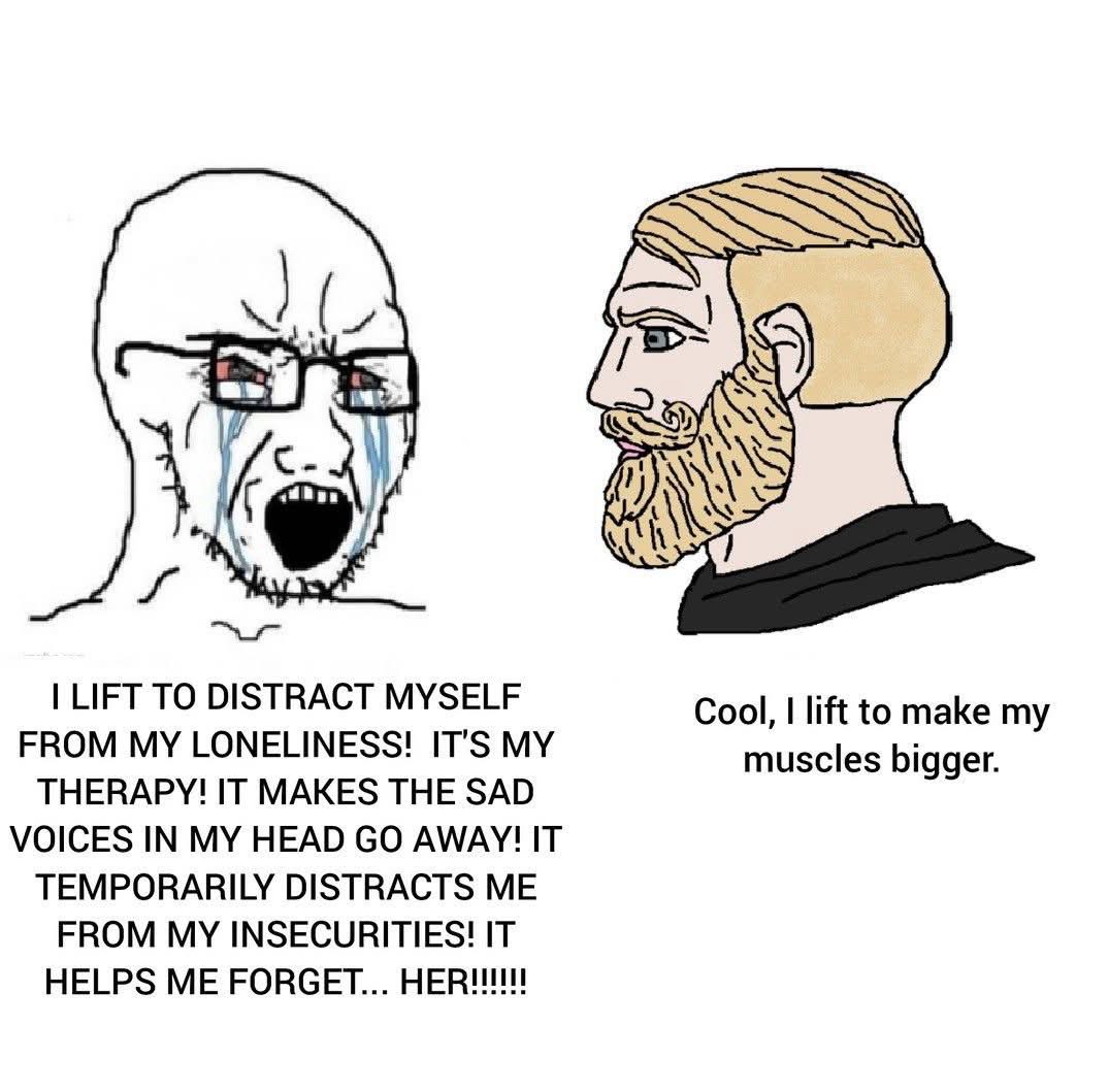 I lift to make muscles bigger meme