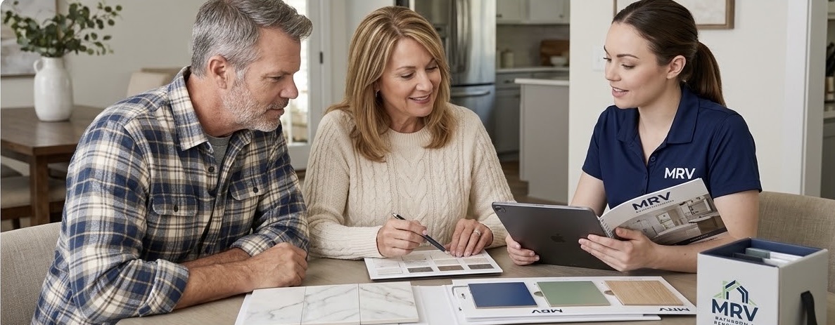MRV consultant helping homeowners plan a bathroom remodel